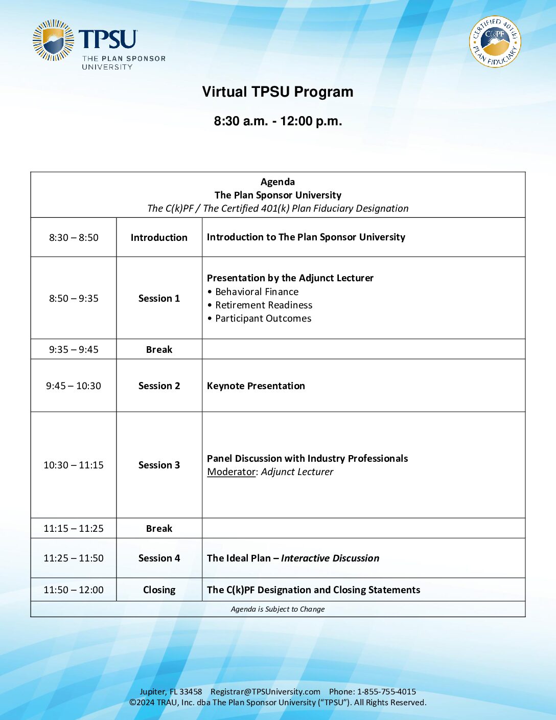 TPSU Agenda