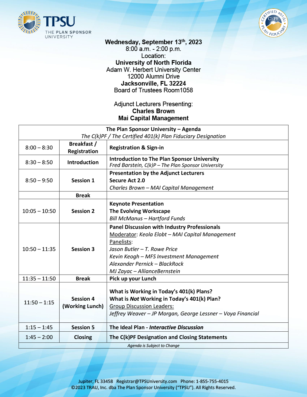 Tpsuagenda In Person Template 8.30amto2.30pm 2023
