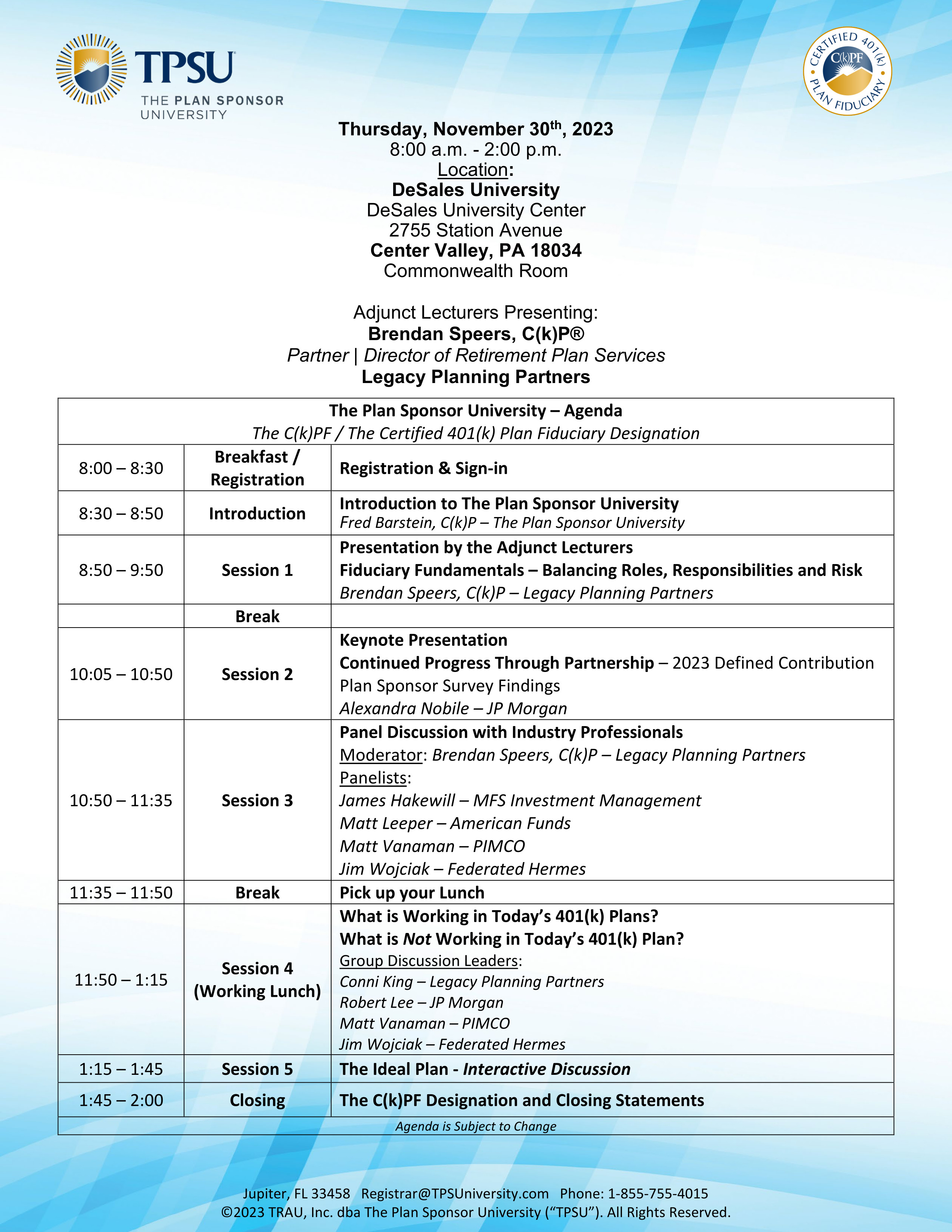 TPSU Agenda