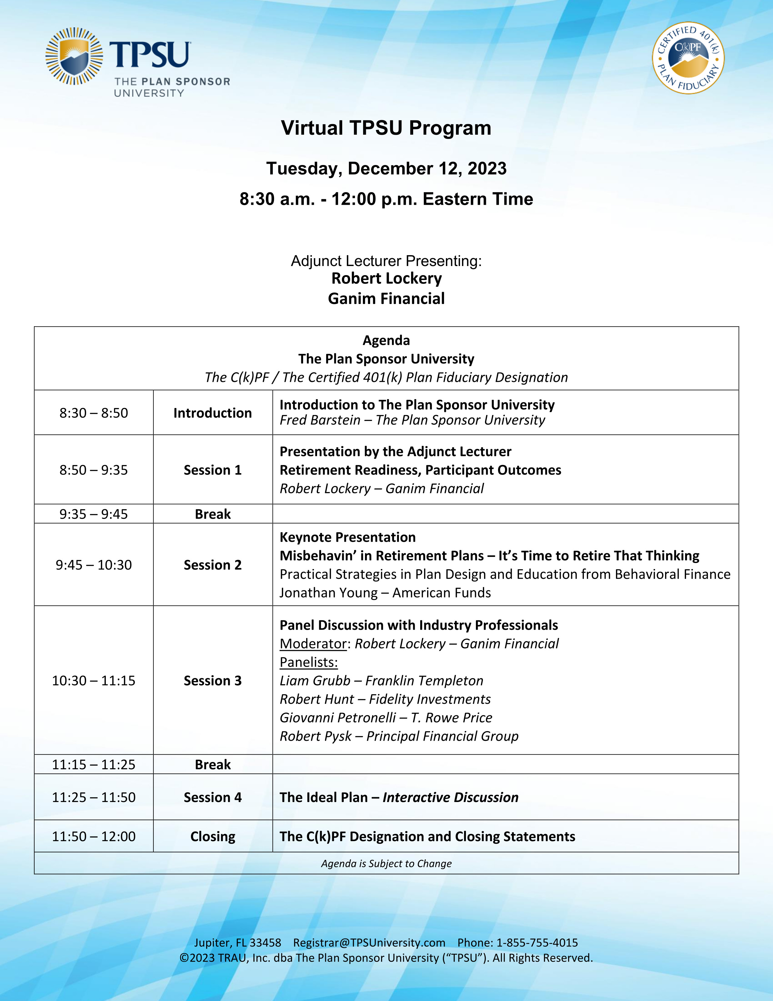 TPSU Agenda
