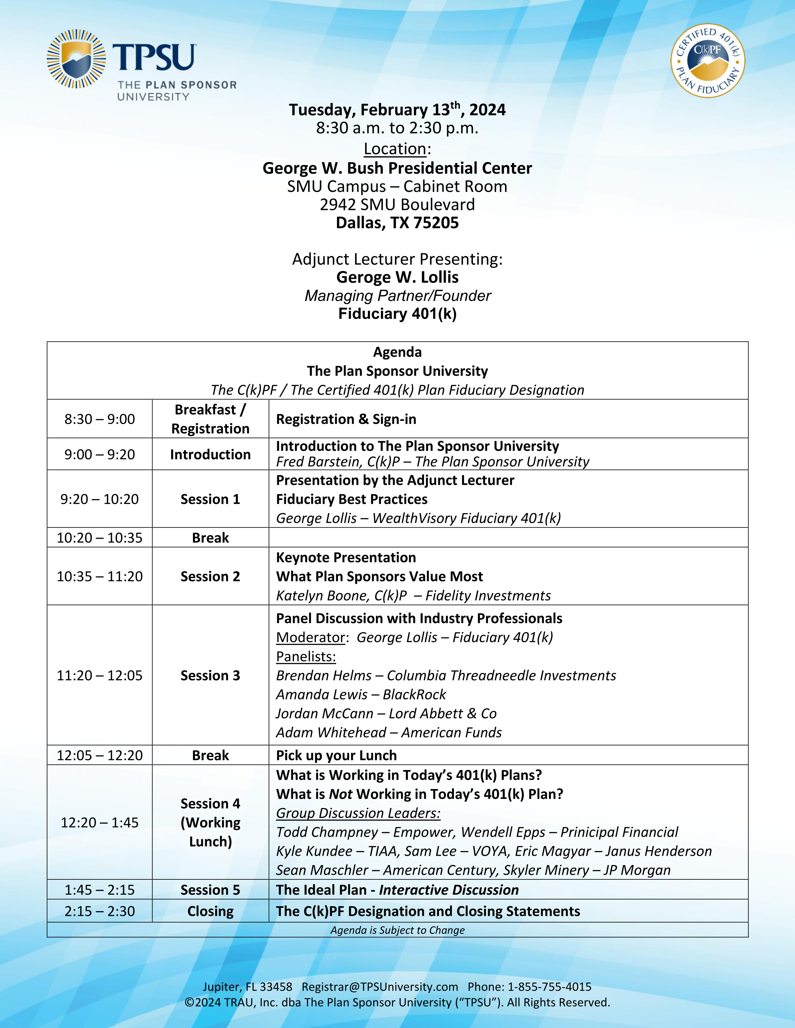 TPSU Agenda