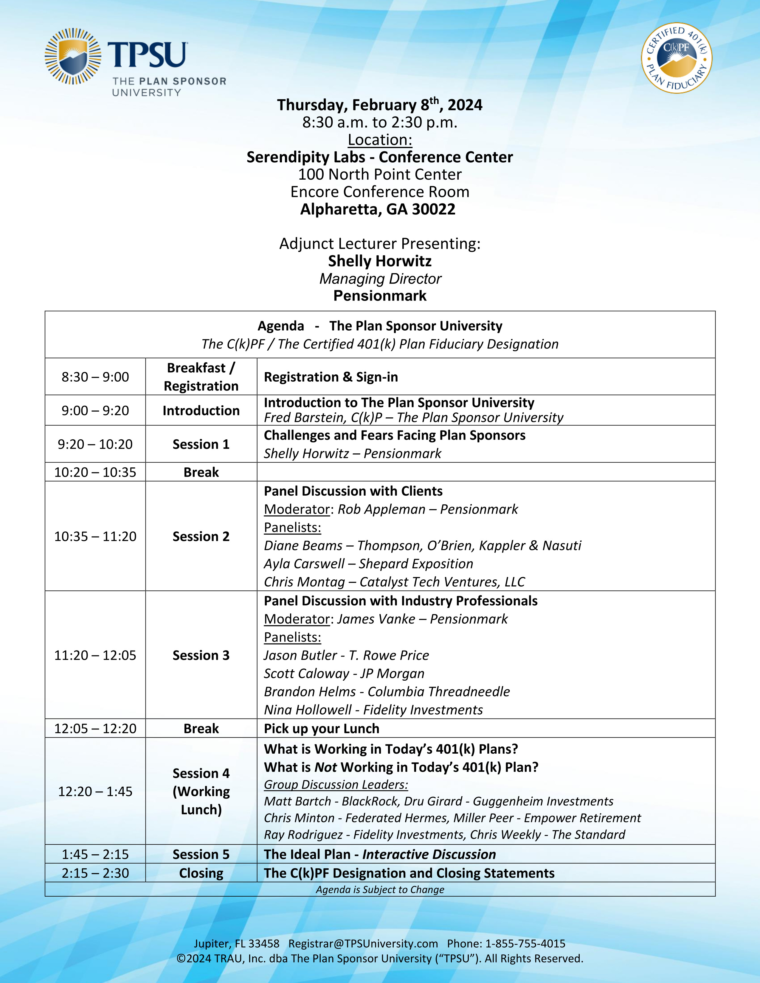 TPSU Agenda