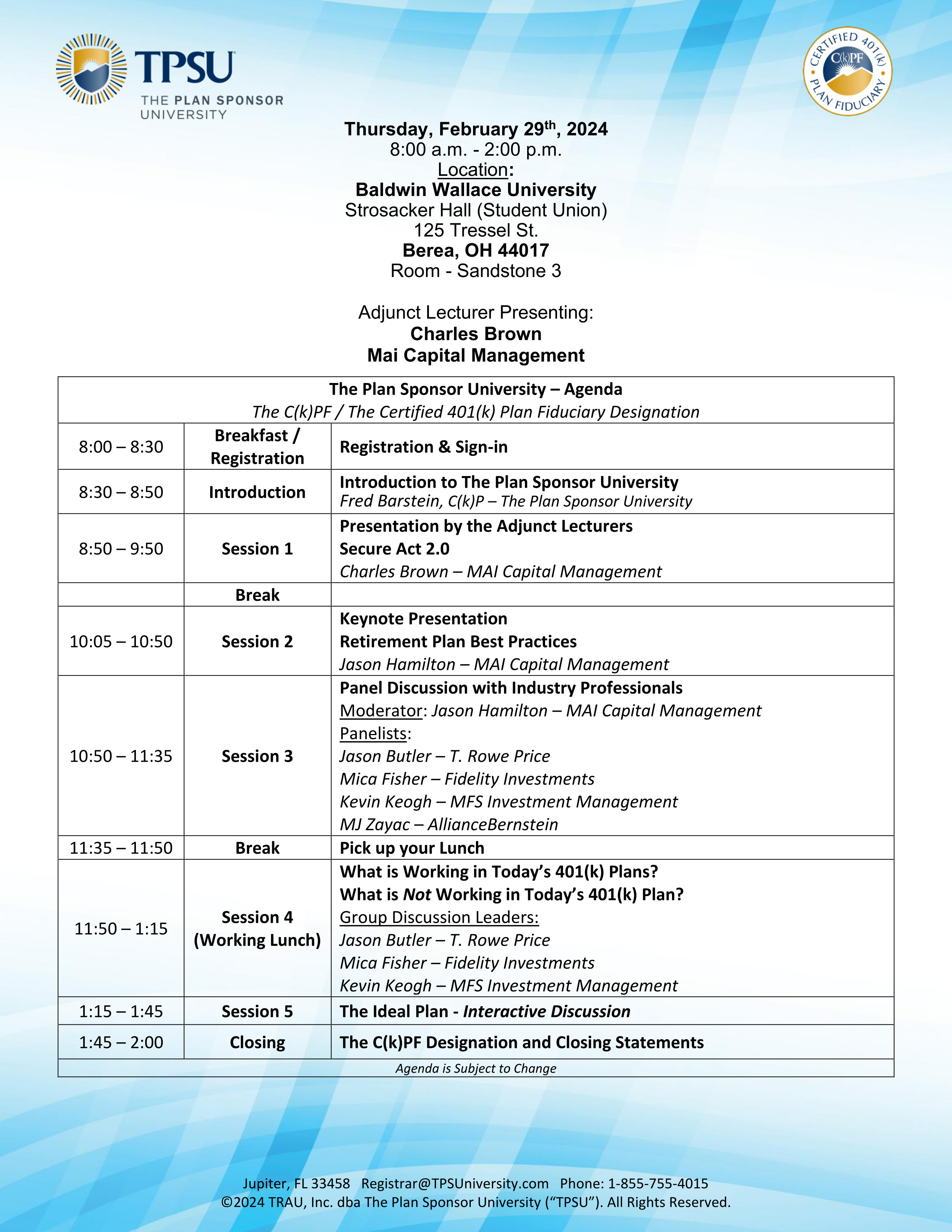 TPSU Agenda