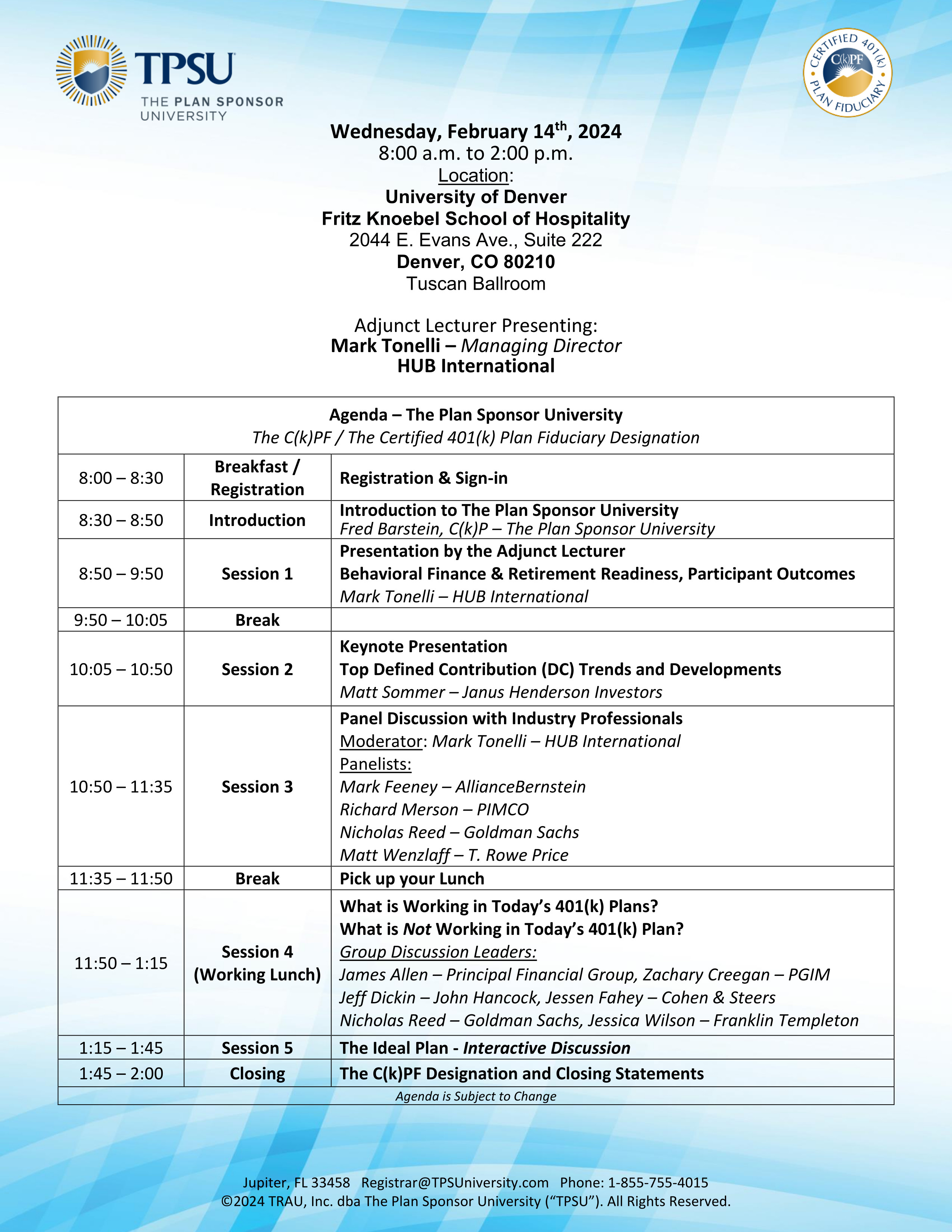TPSU Agenda
