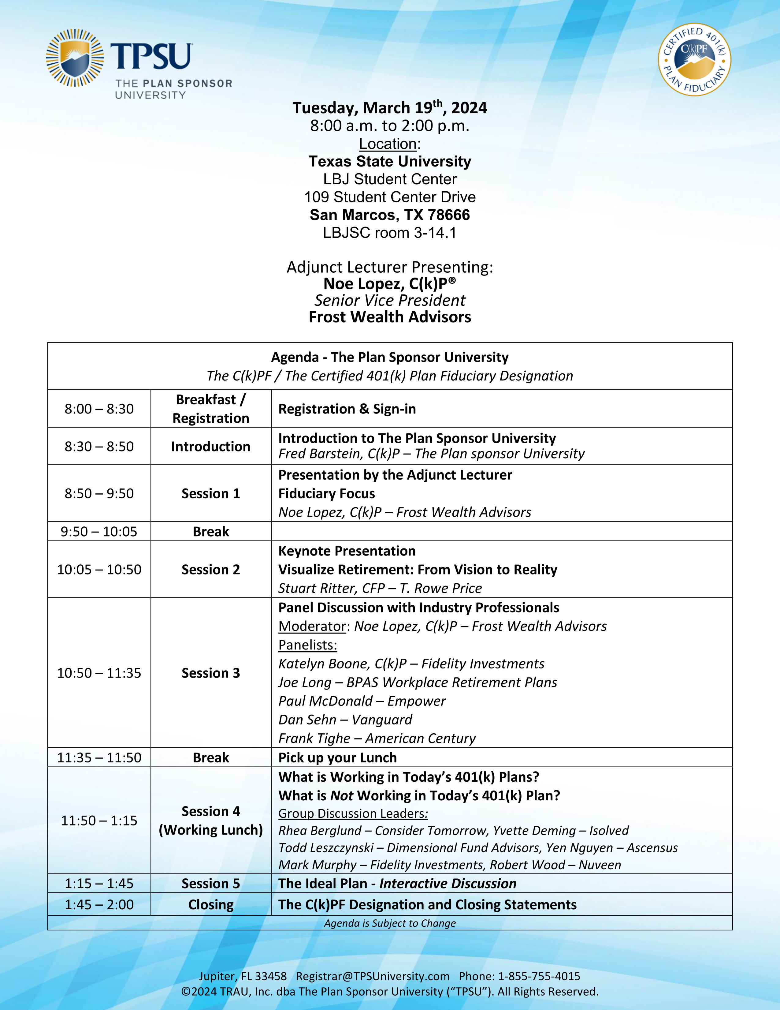 TPSU Agenda
