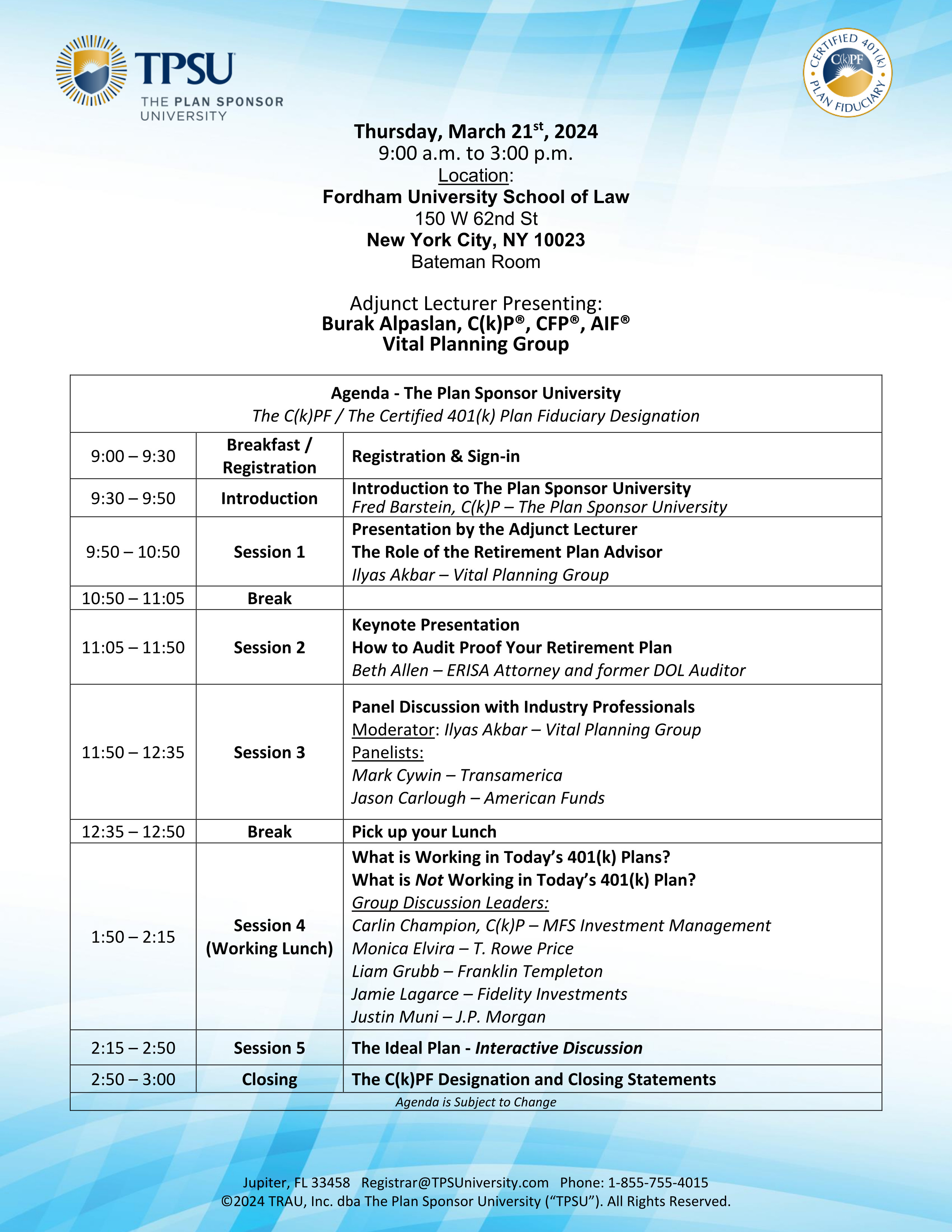 TPSU Agenda