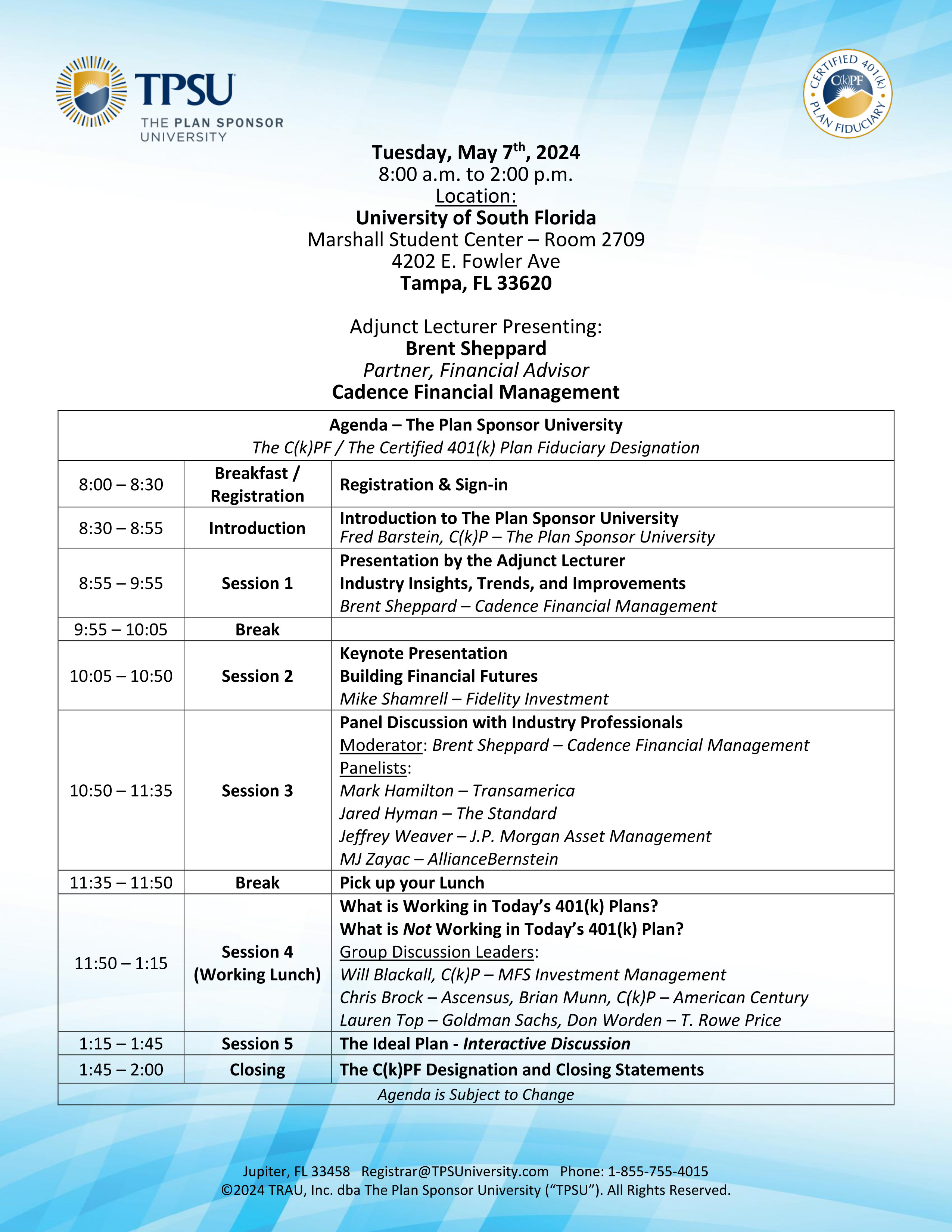TPSU Agenda