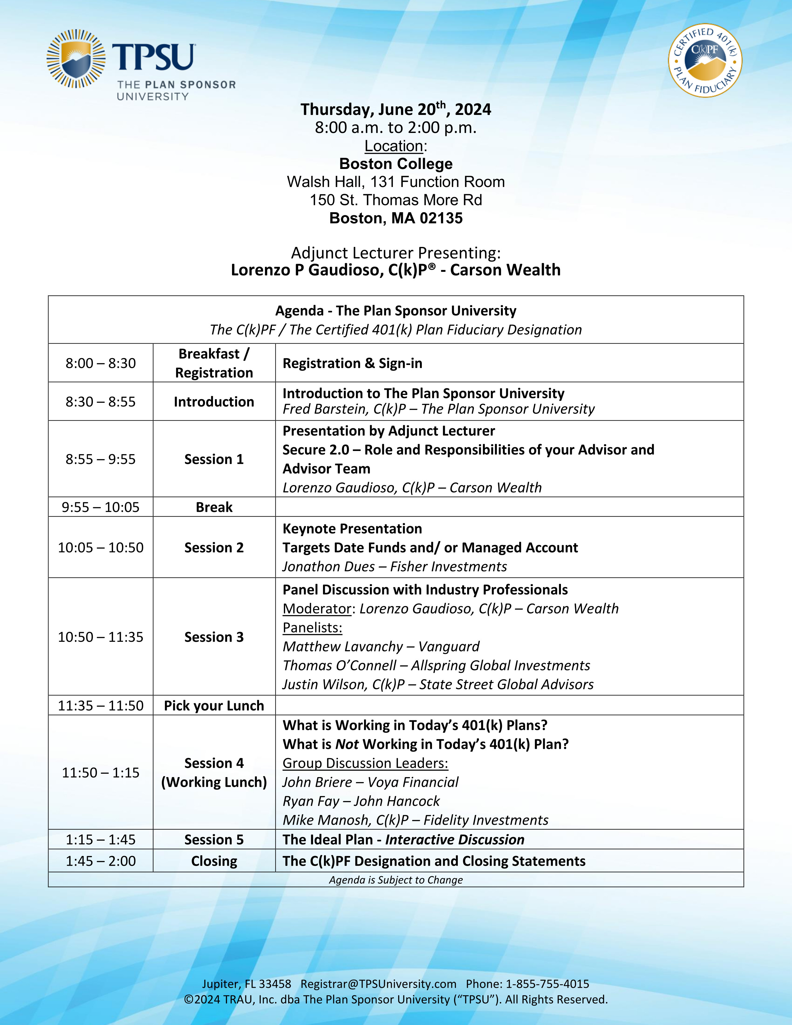 TPSU Agenda