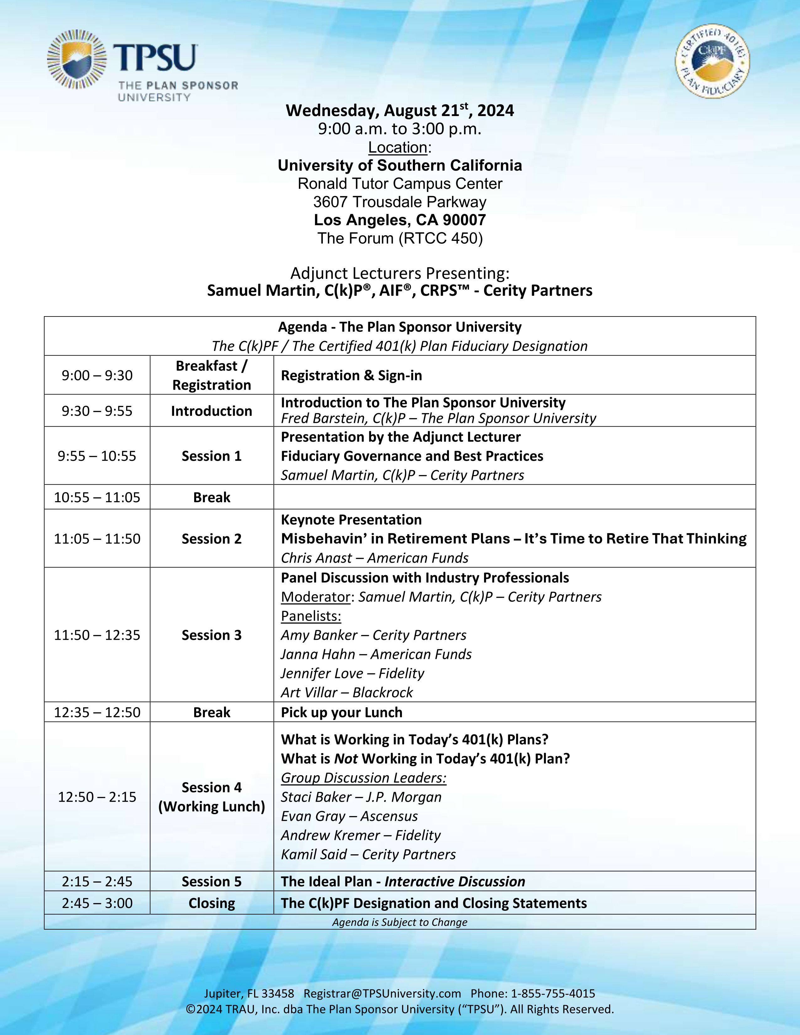 TPSU Agenda
