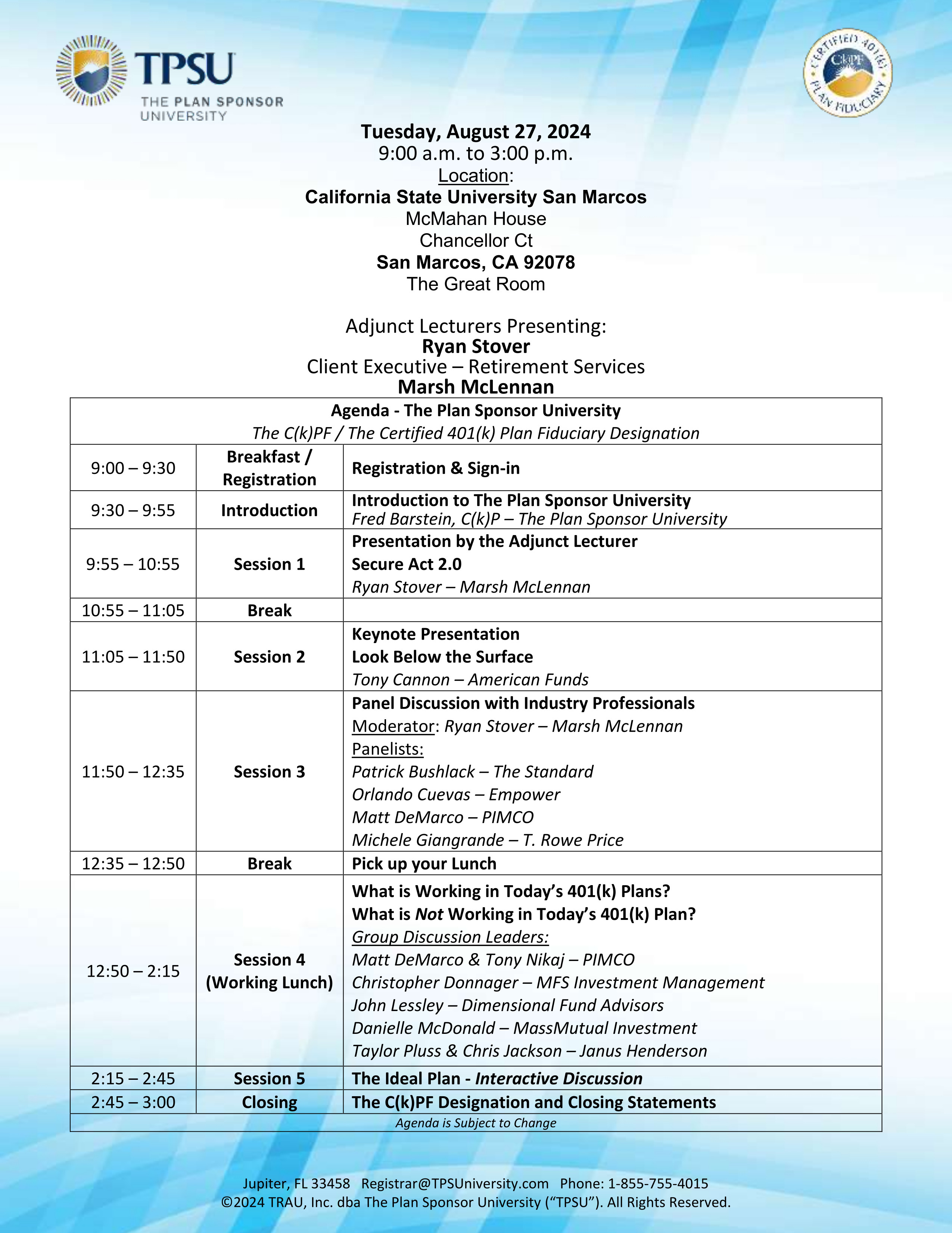 TPSU Agenda