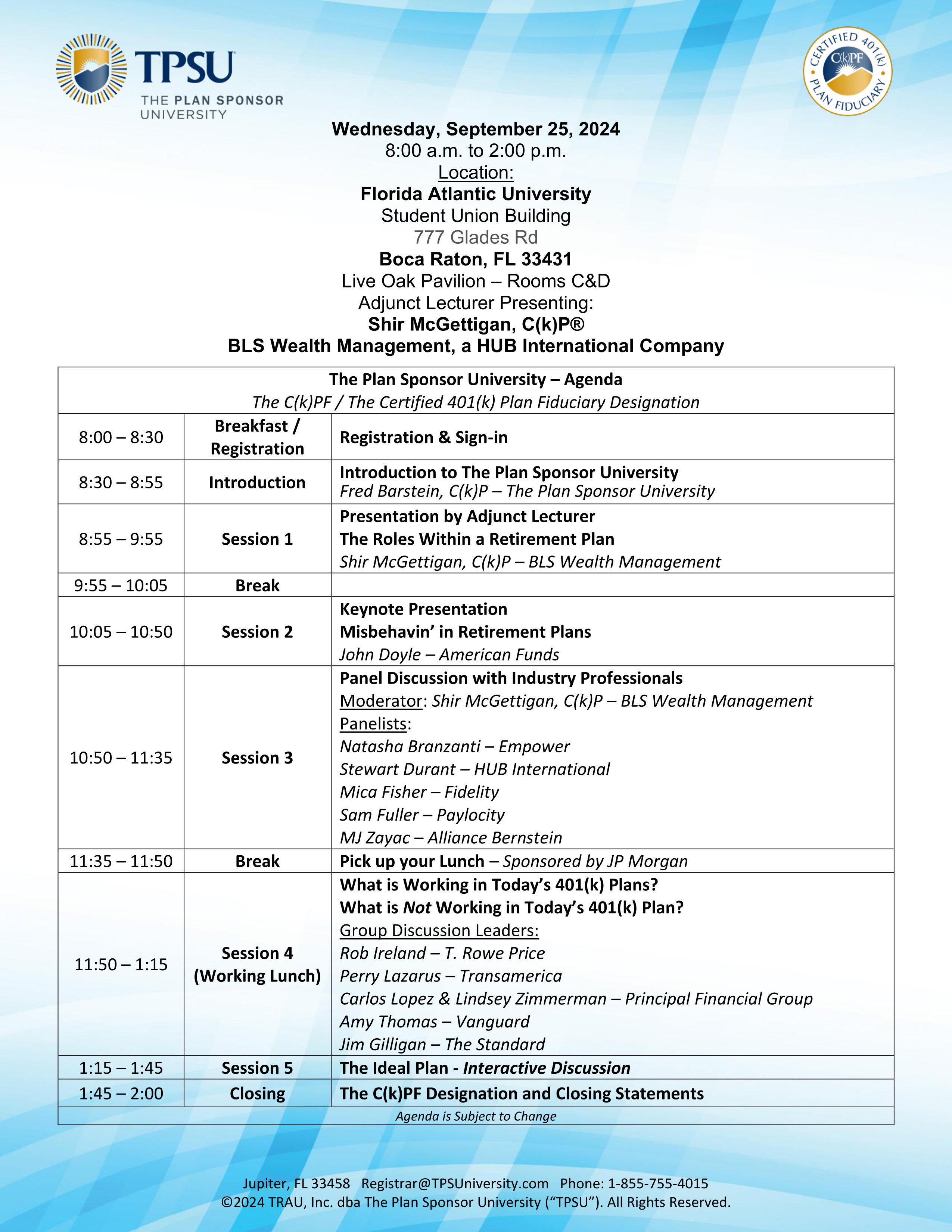 TPSU Agenda