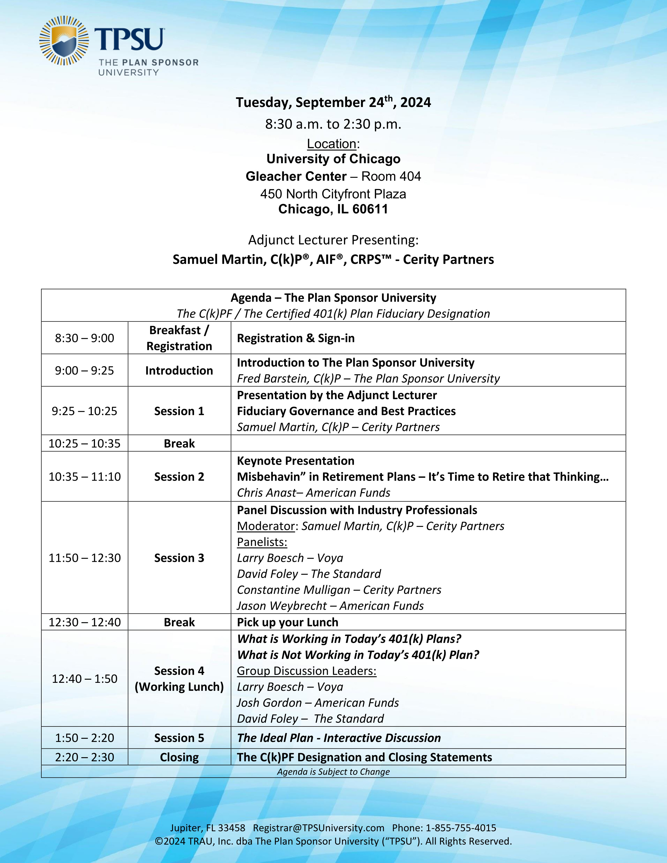 TPSU Agenda