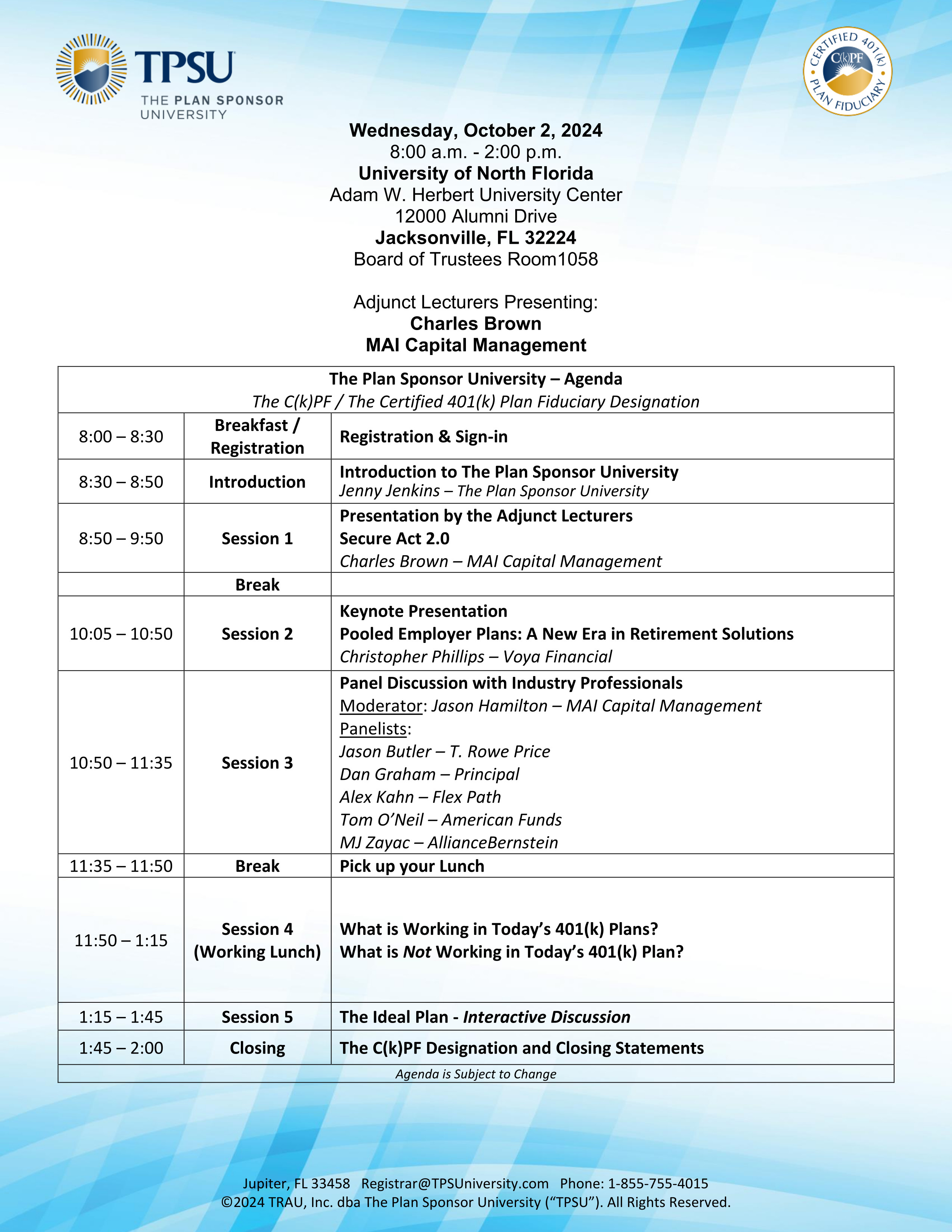 TPSU Agenda
