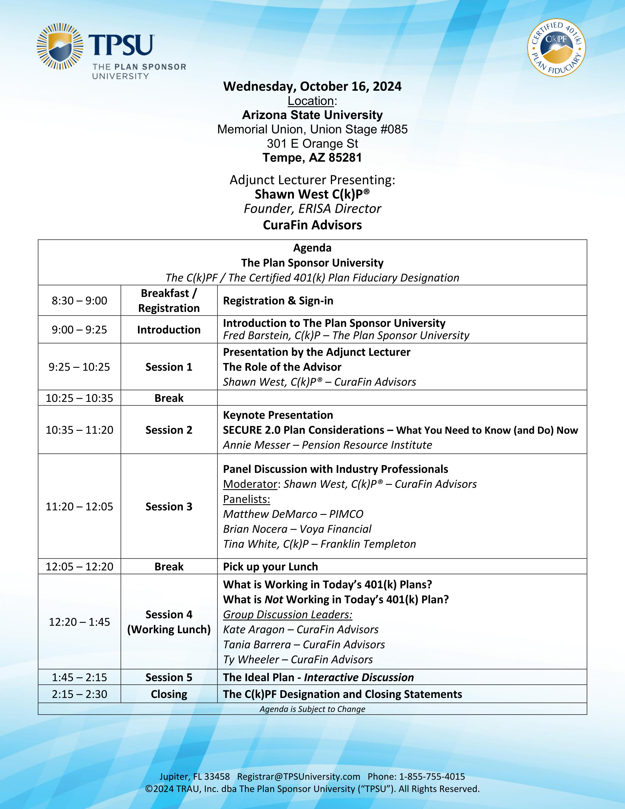 TPSU Agenda