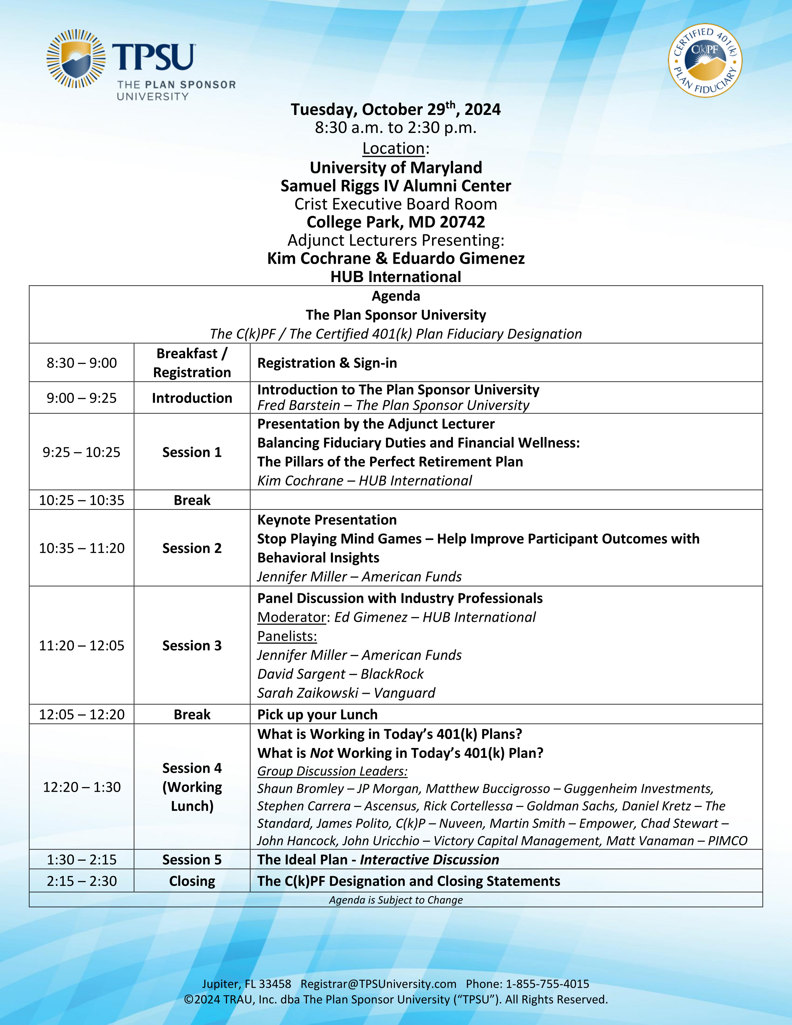 TPSU Agenda