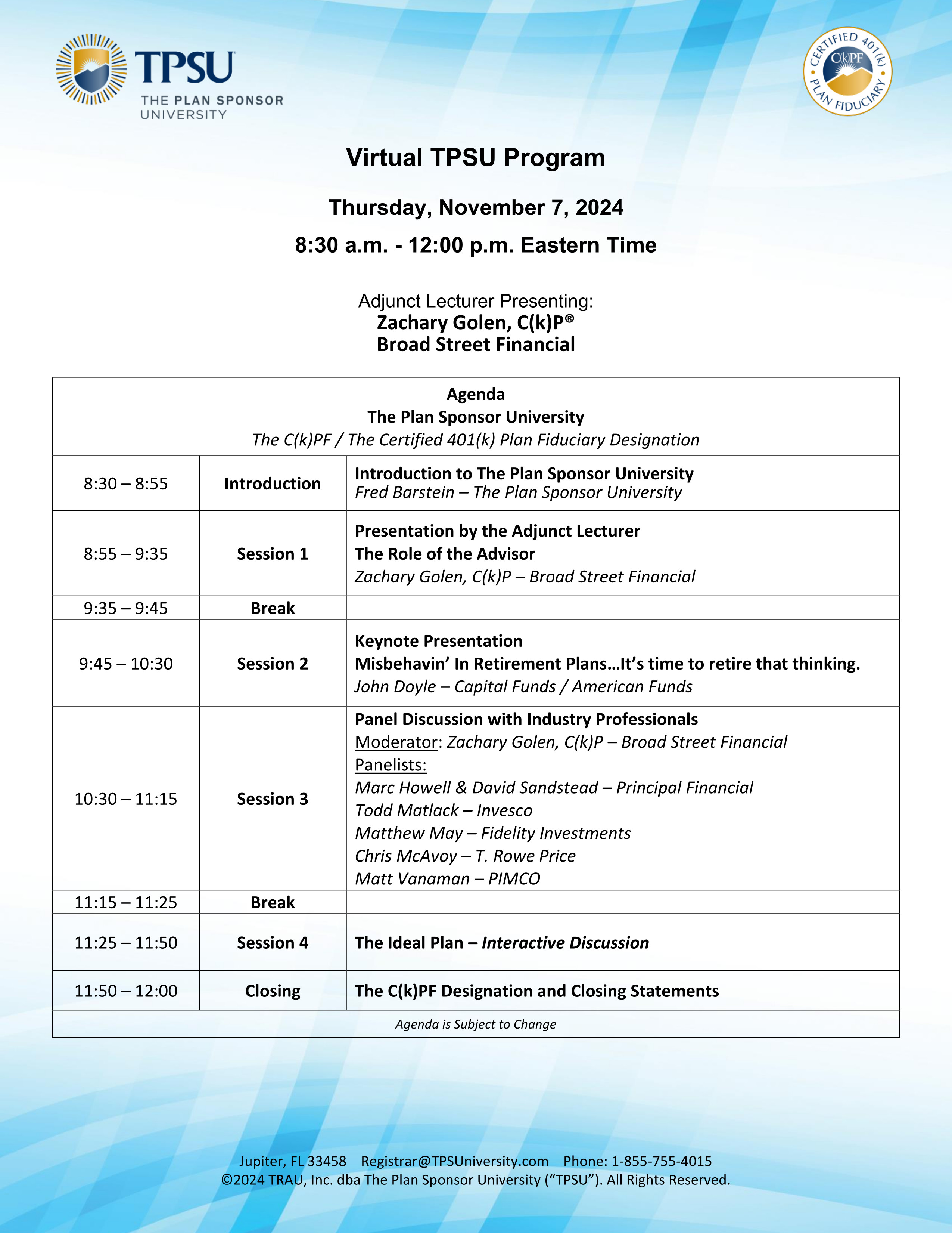TPSU Agenda