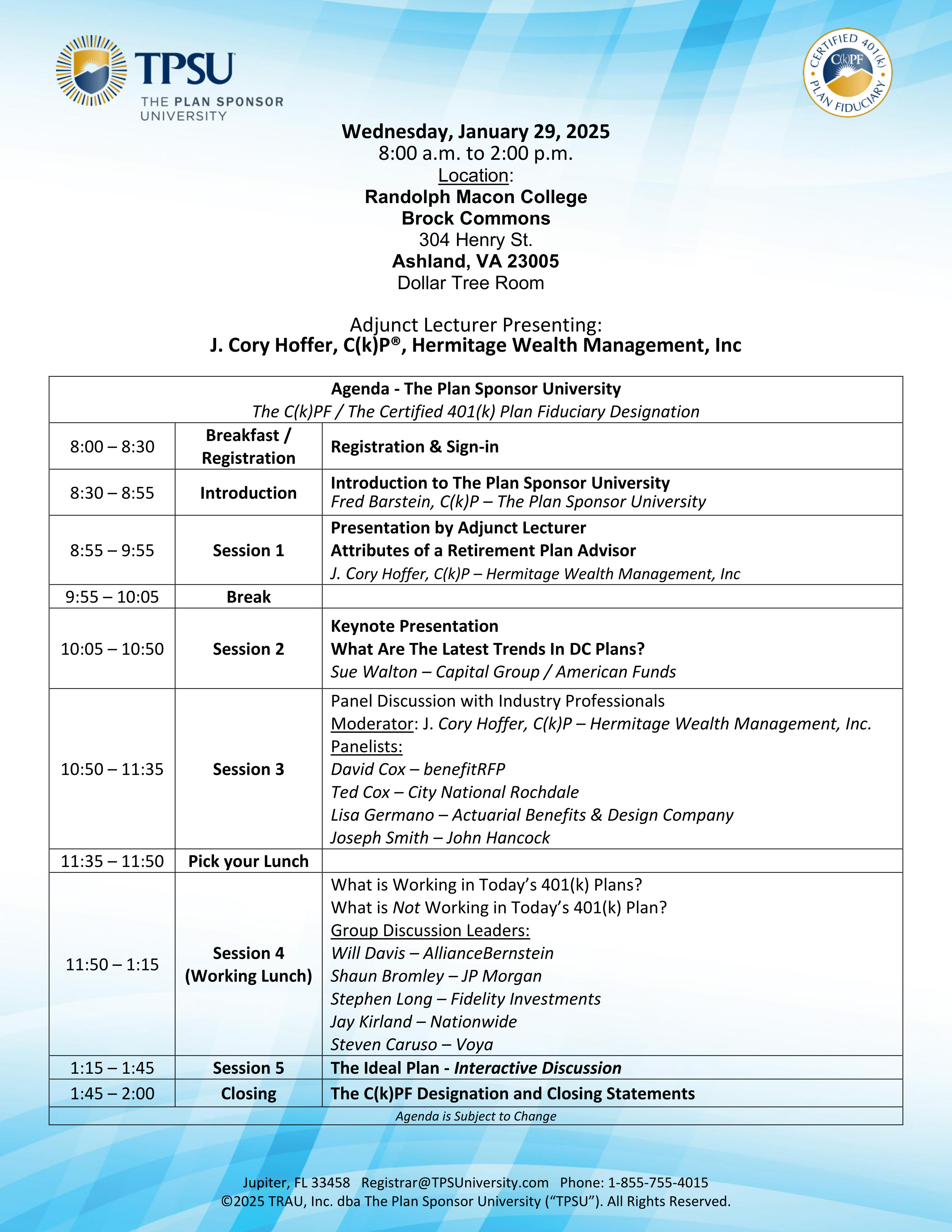 TPSU Agenda