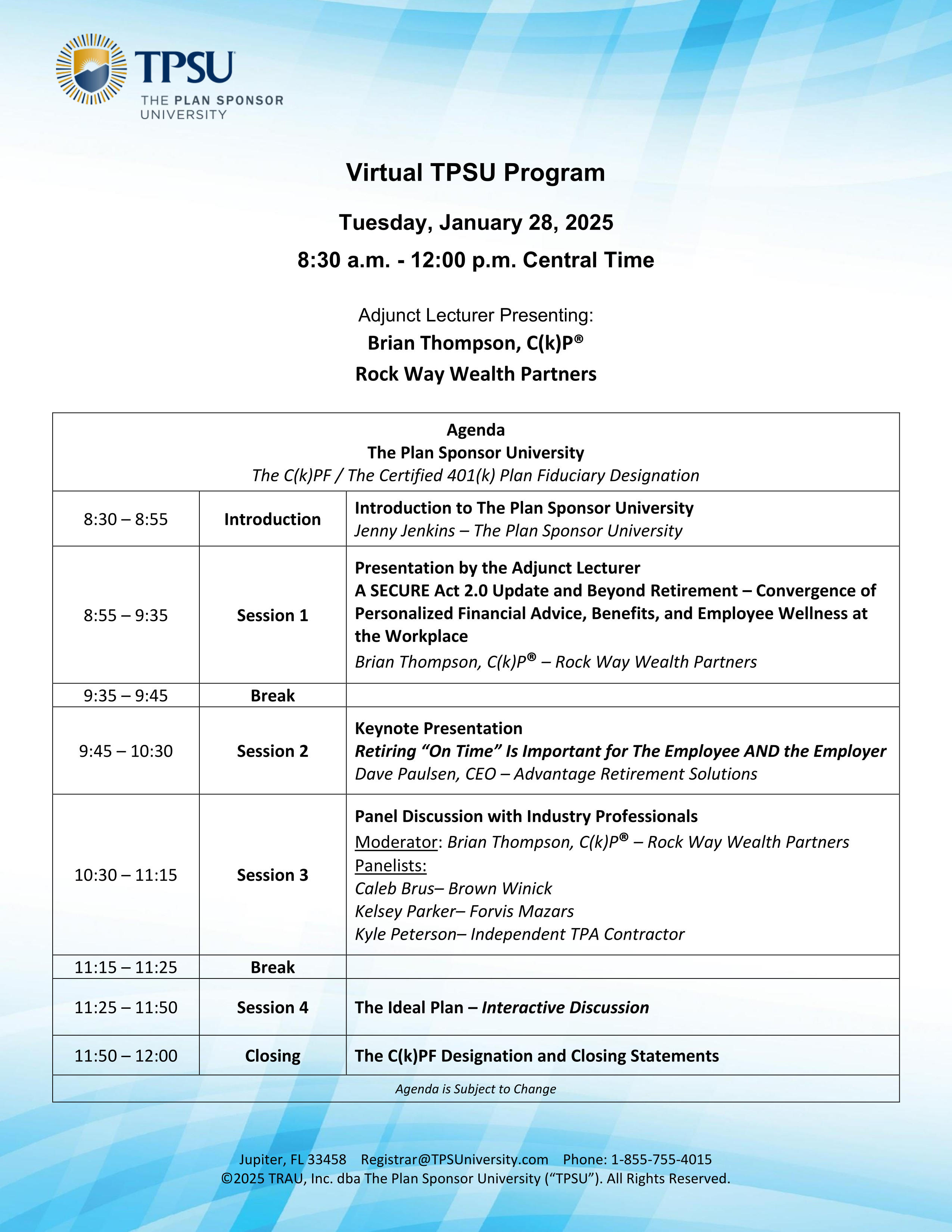 TPSU Agenda