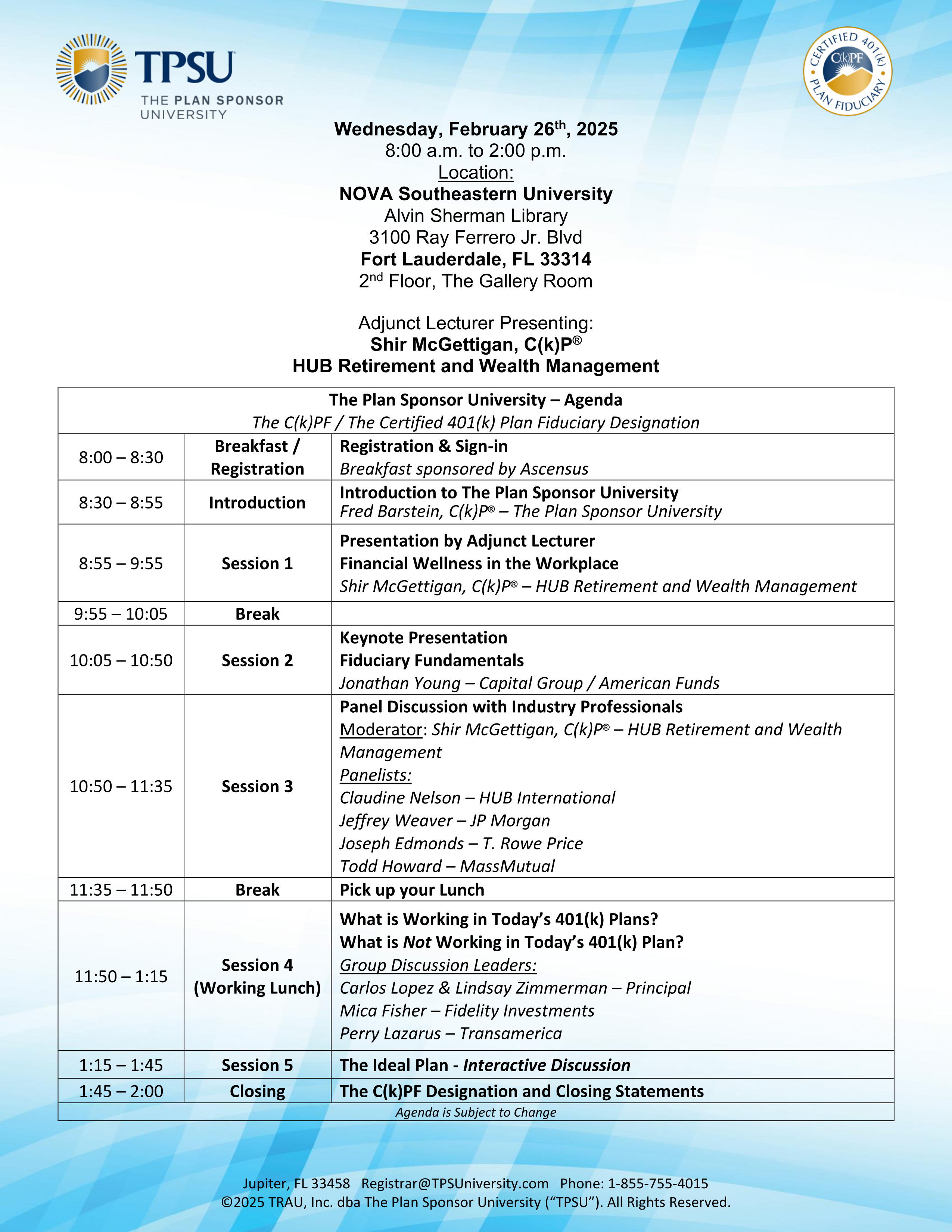 TPSU Agenda
