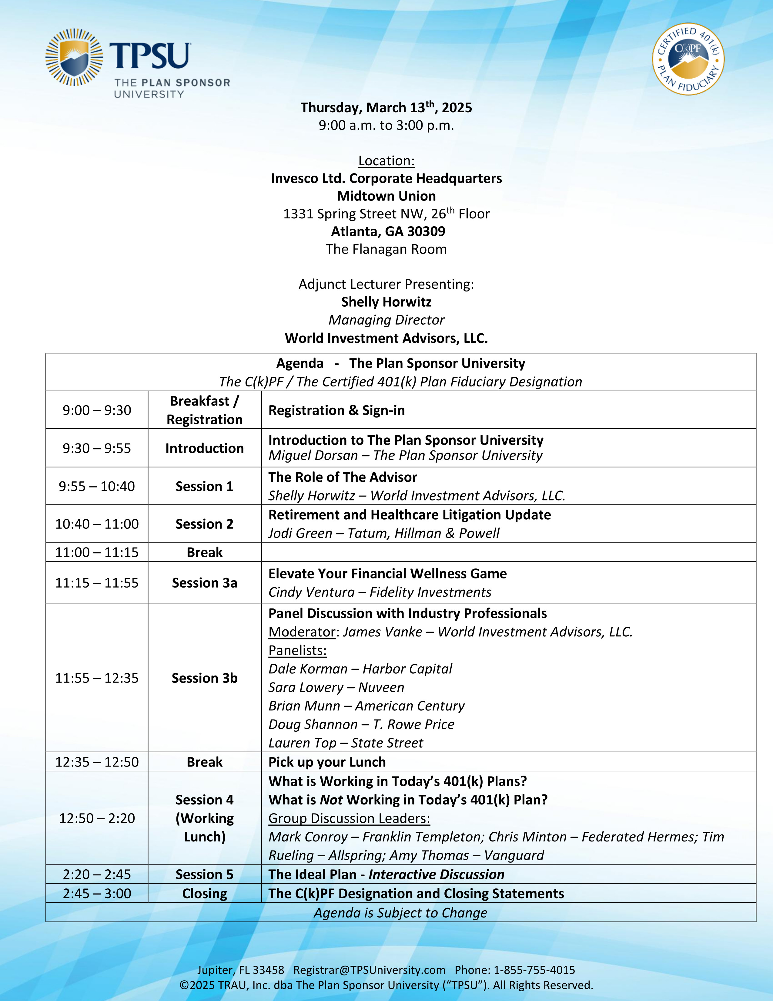 TPSU Agenda