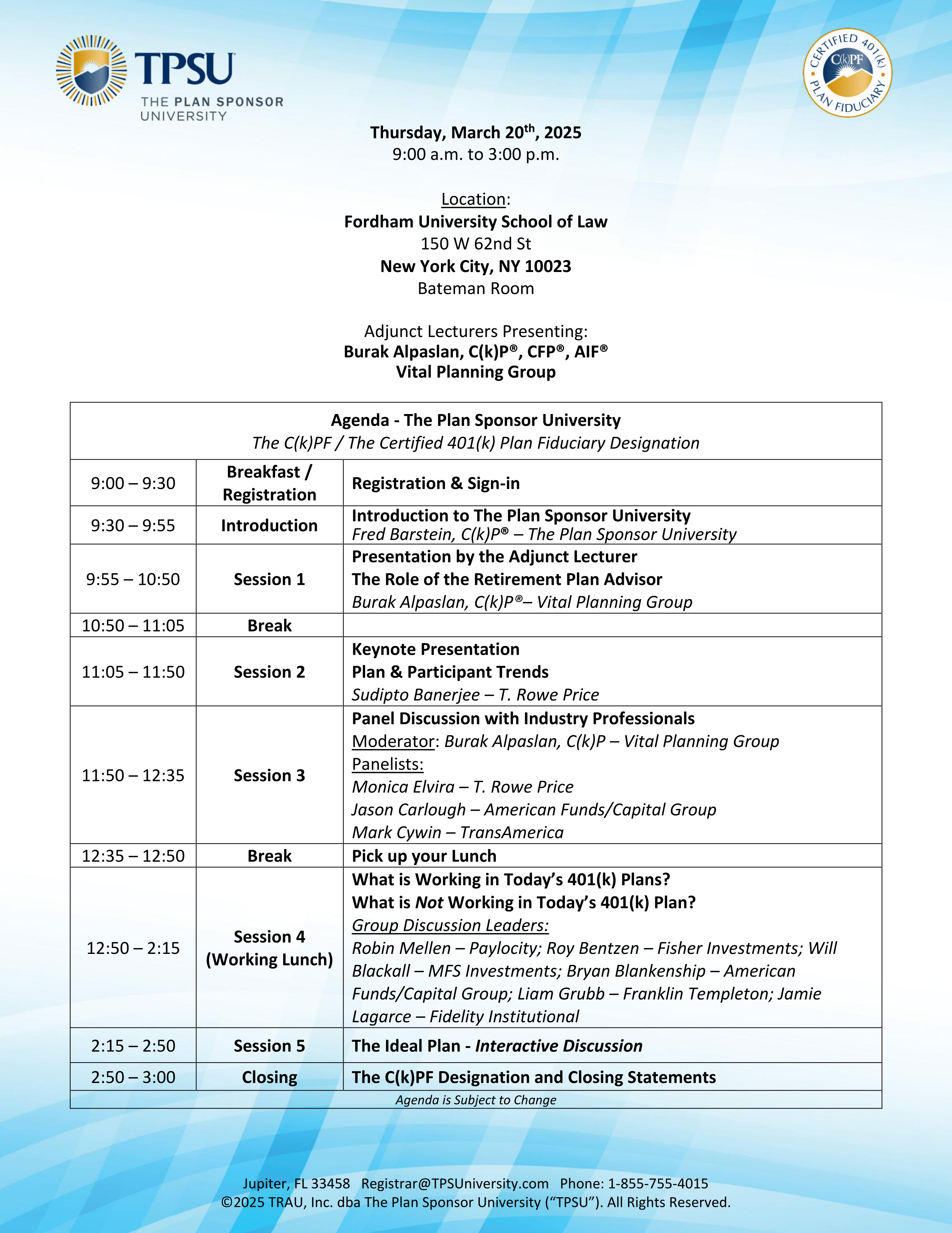 TPSU Agenda