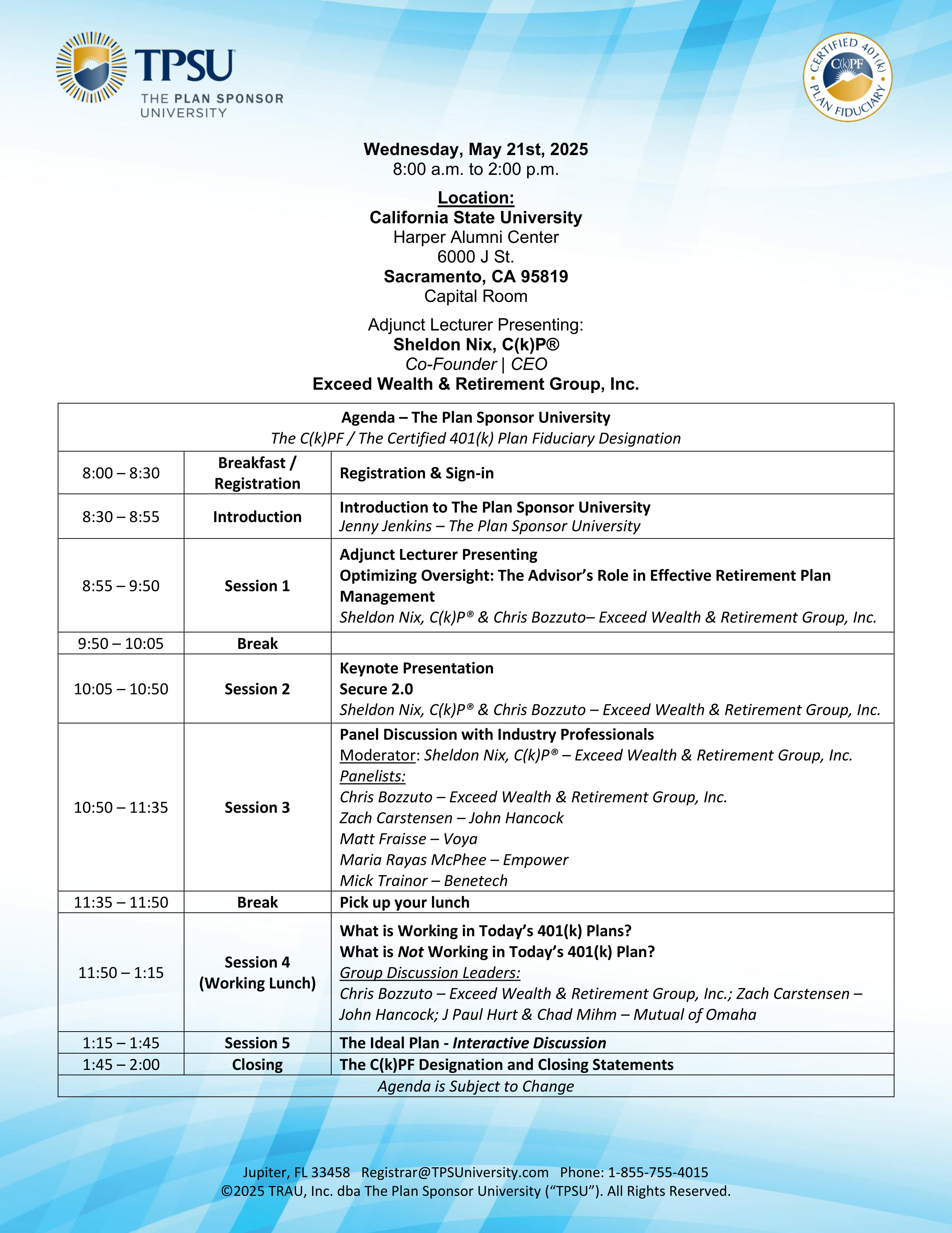 TPSU Agenda