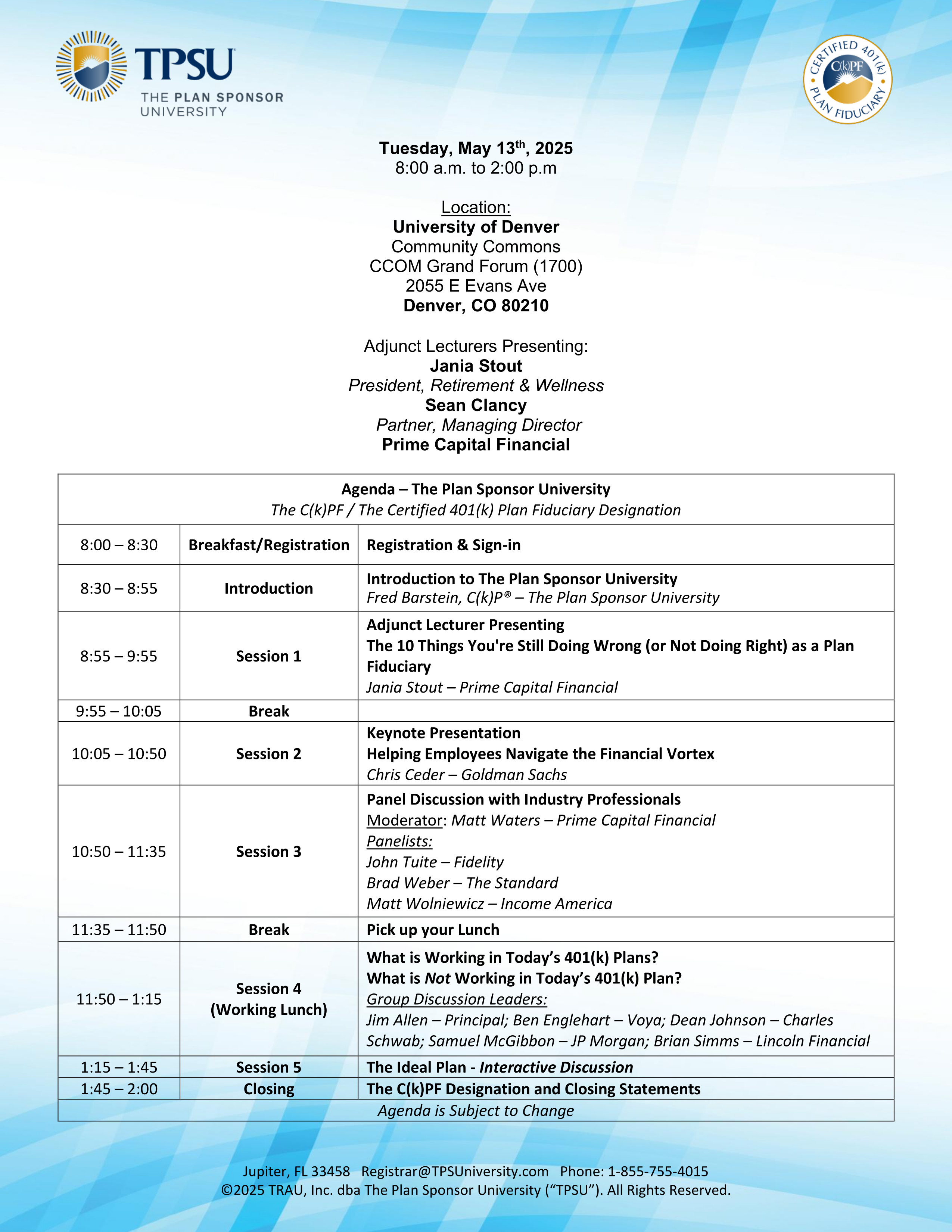TPSU Agenda