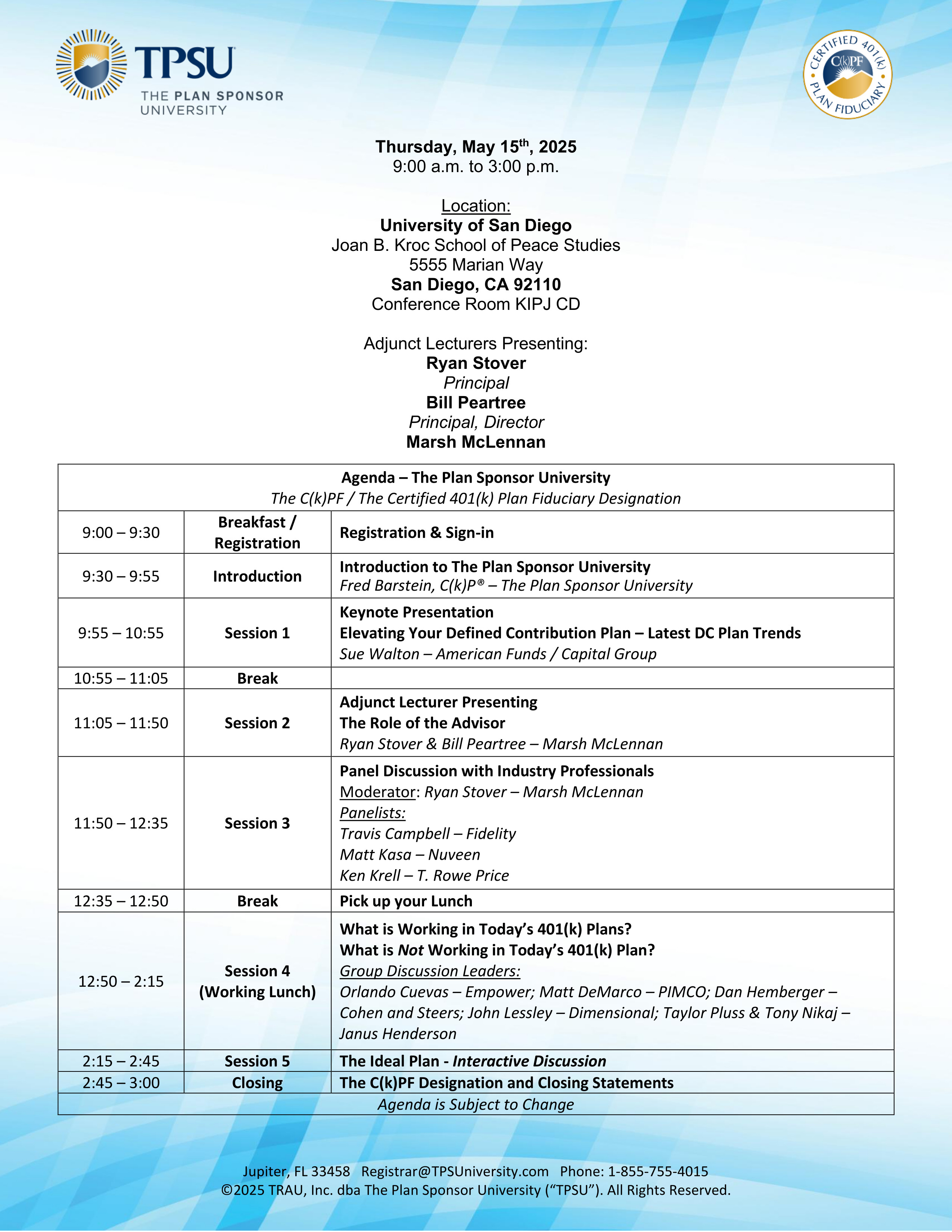 TPSU Agenda