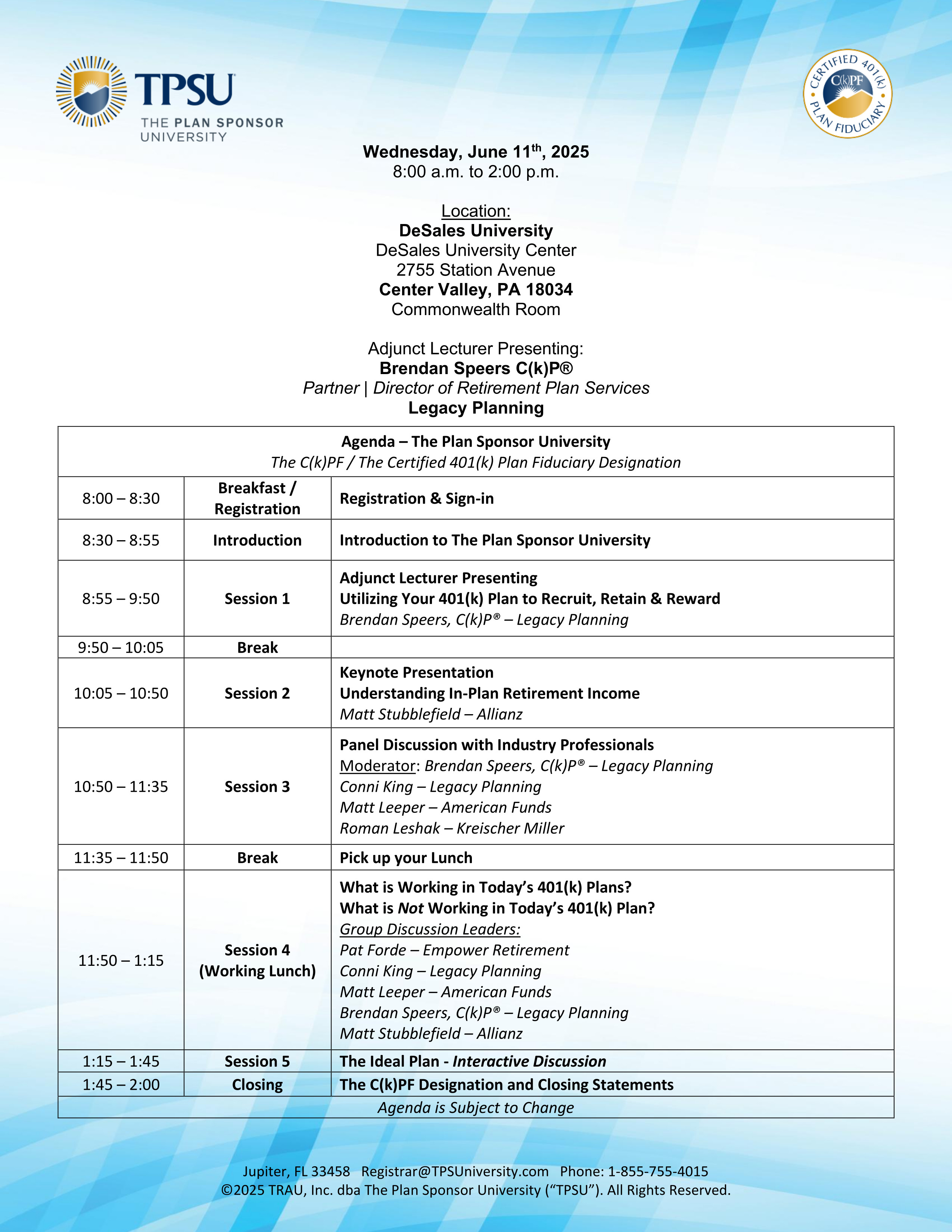 TPSU Agenda