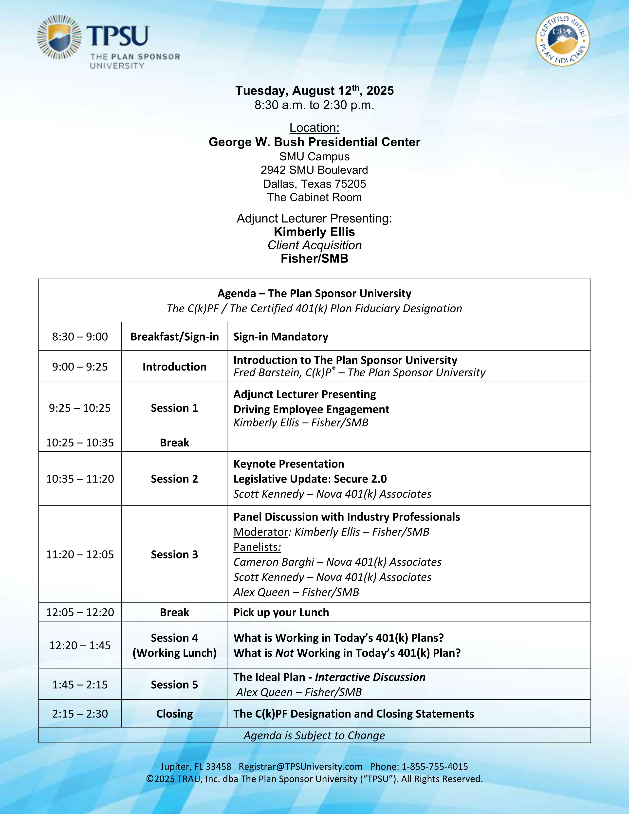 TPSU Agenda