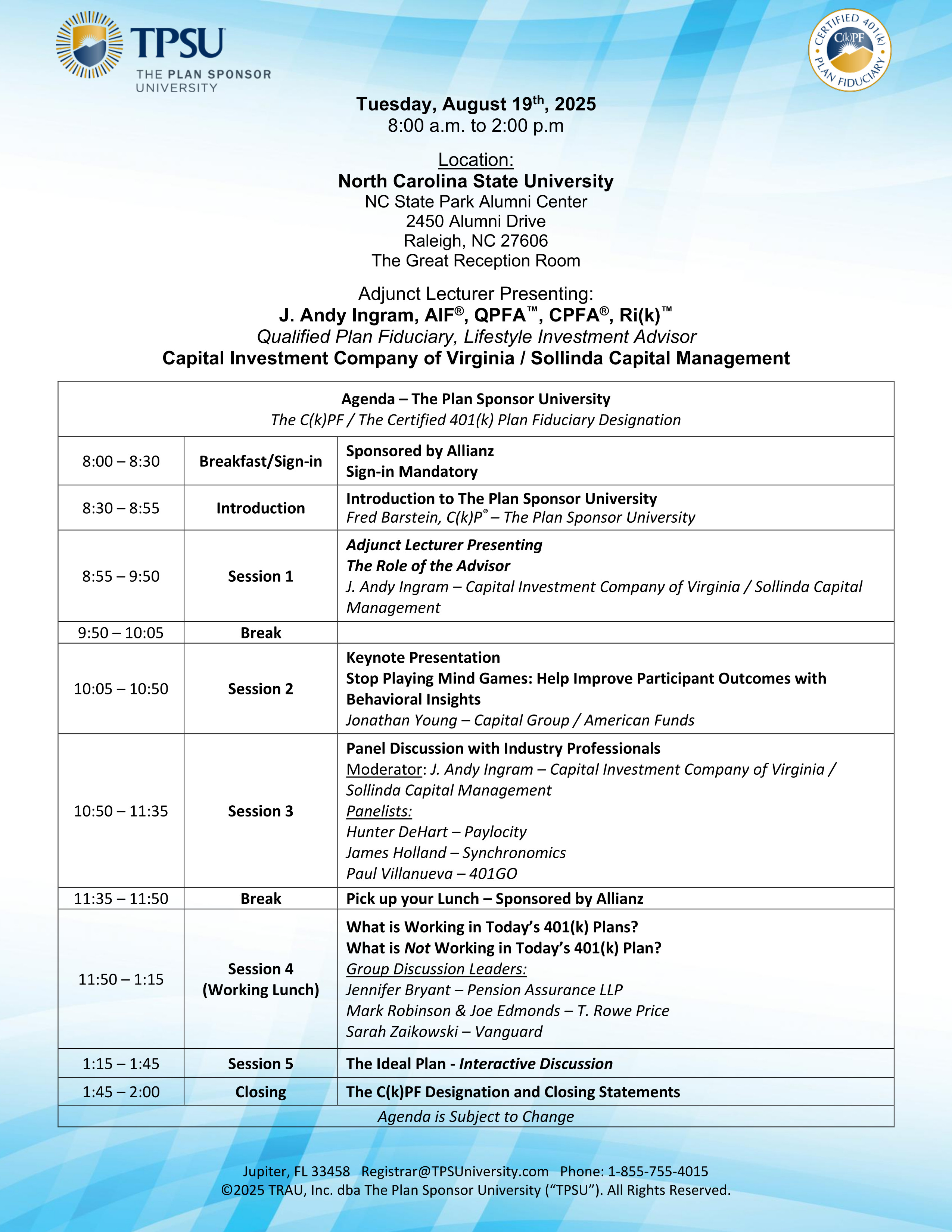 TPSU Agenda
