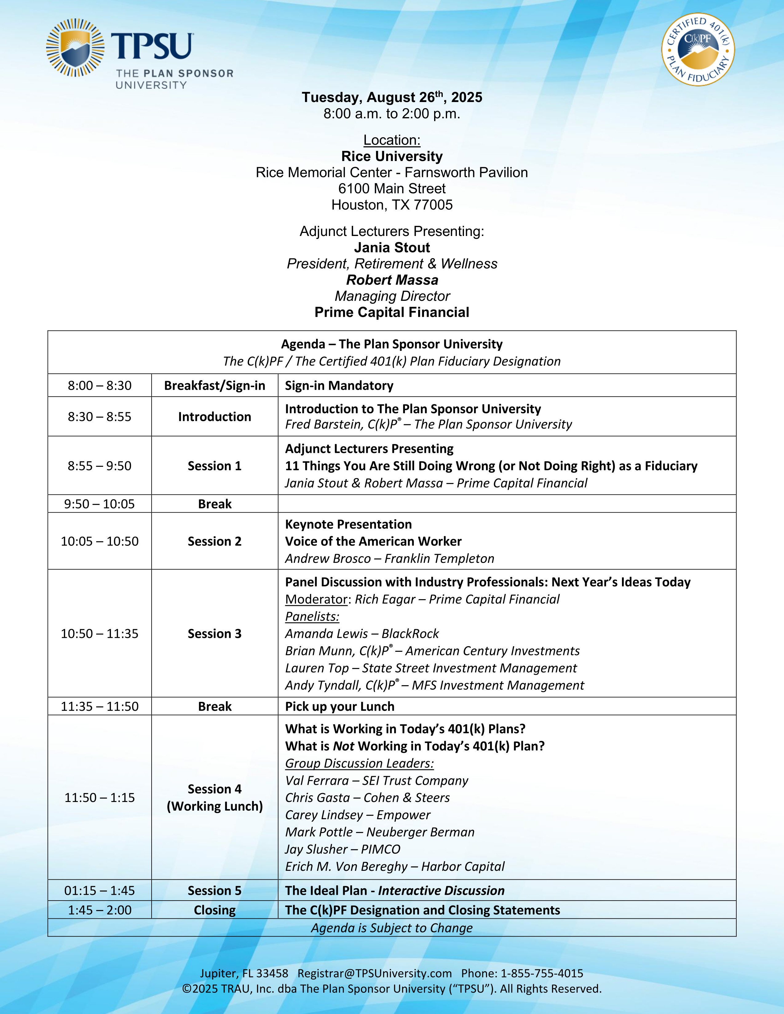 TPSU Agenda