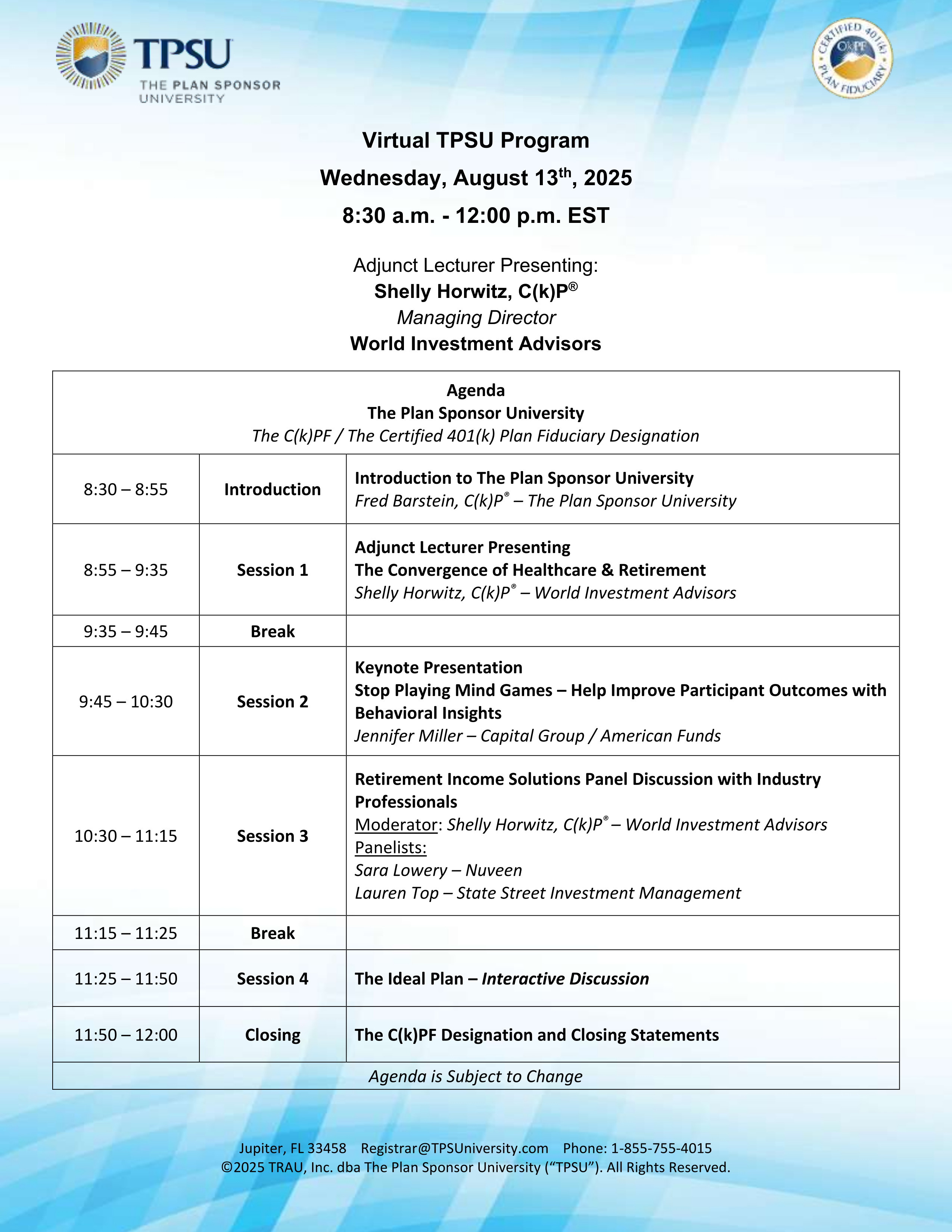 TPSU Agenda