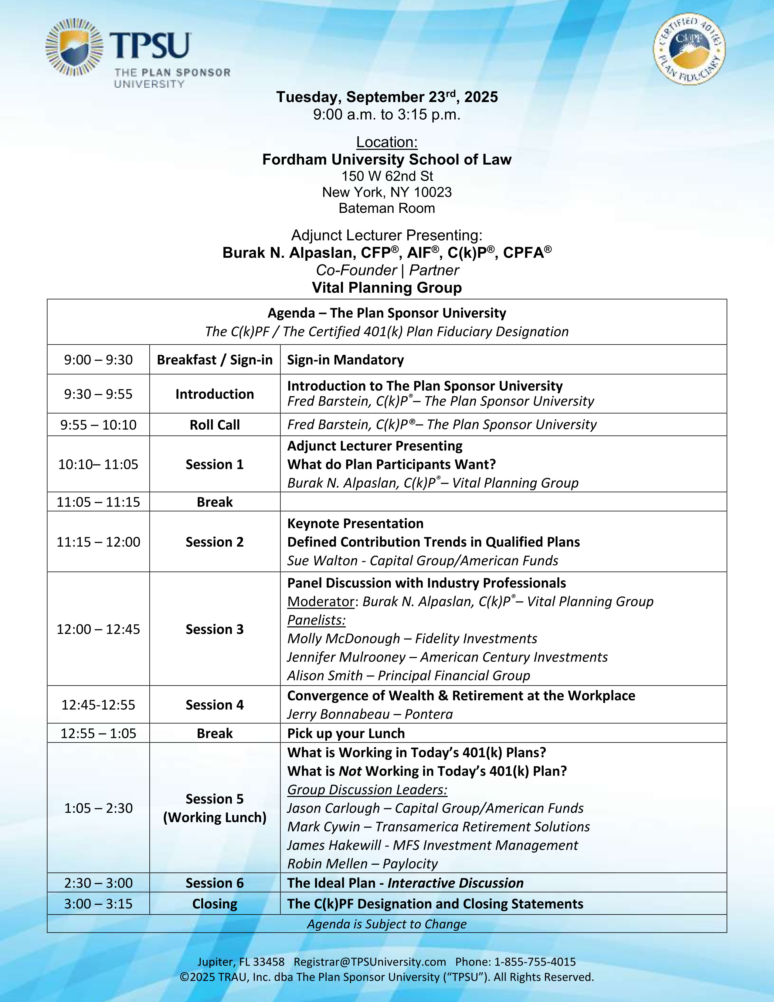 TPSU Agenda