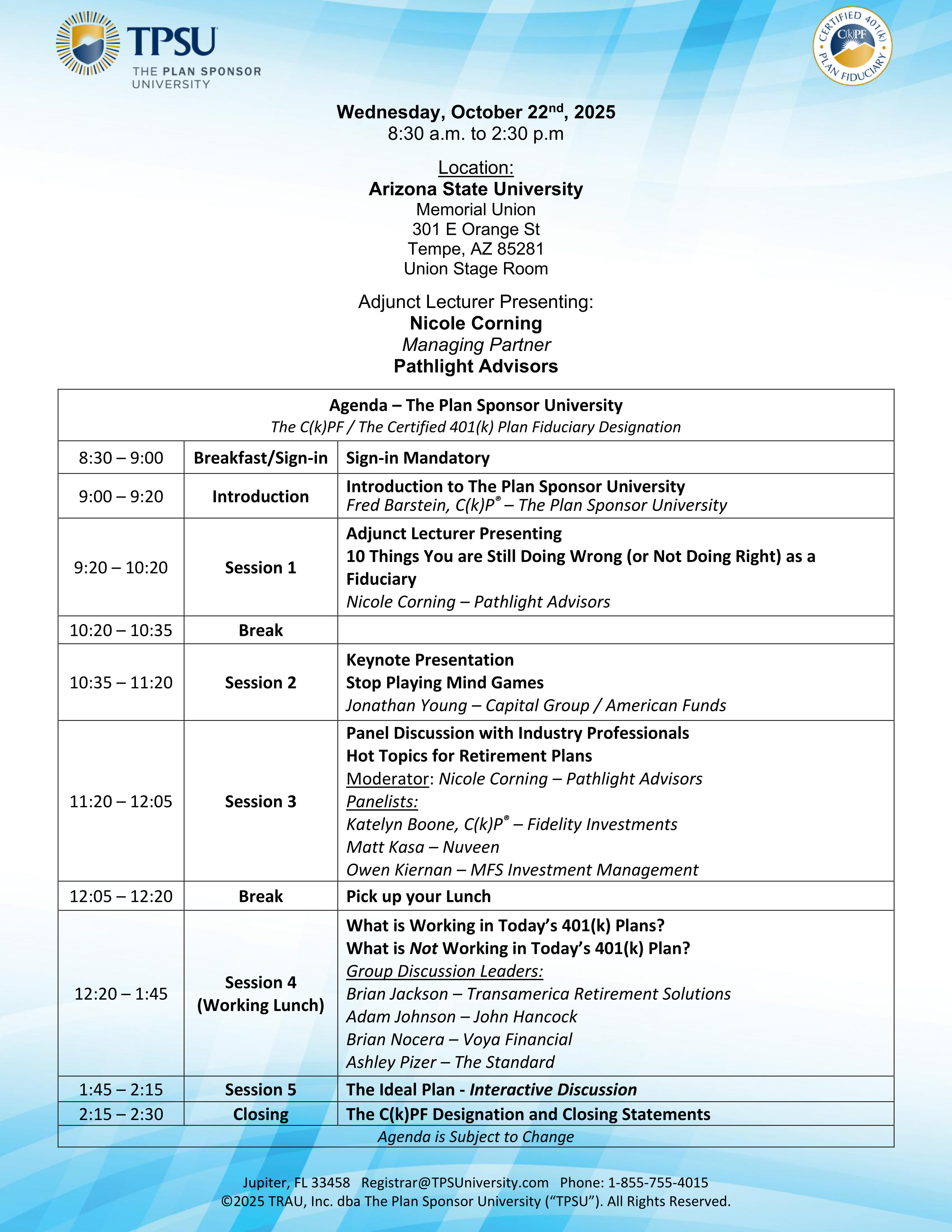 TPSU Agenda
