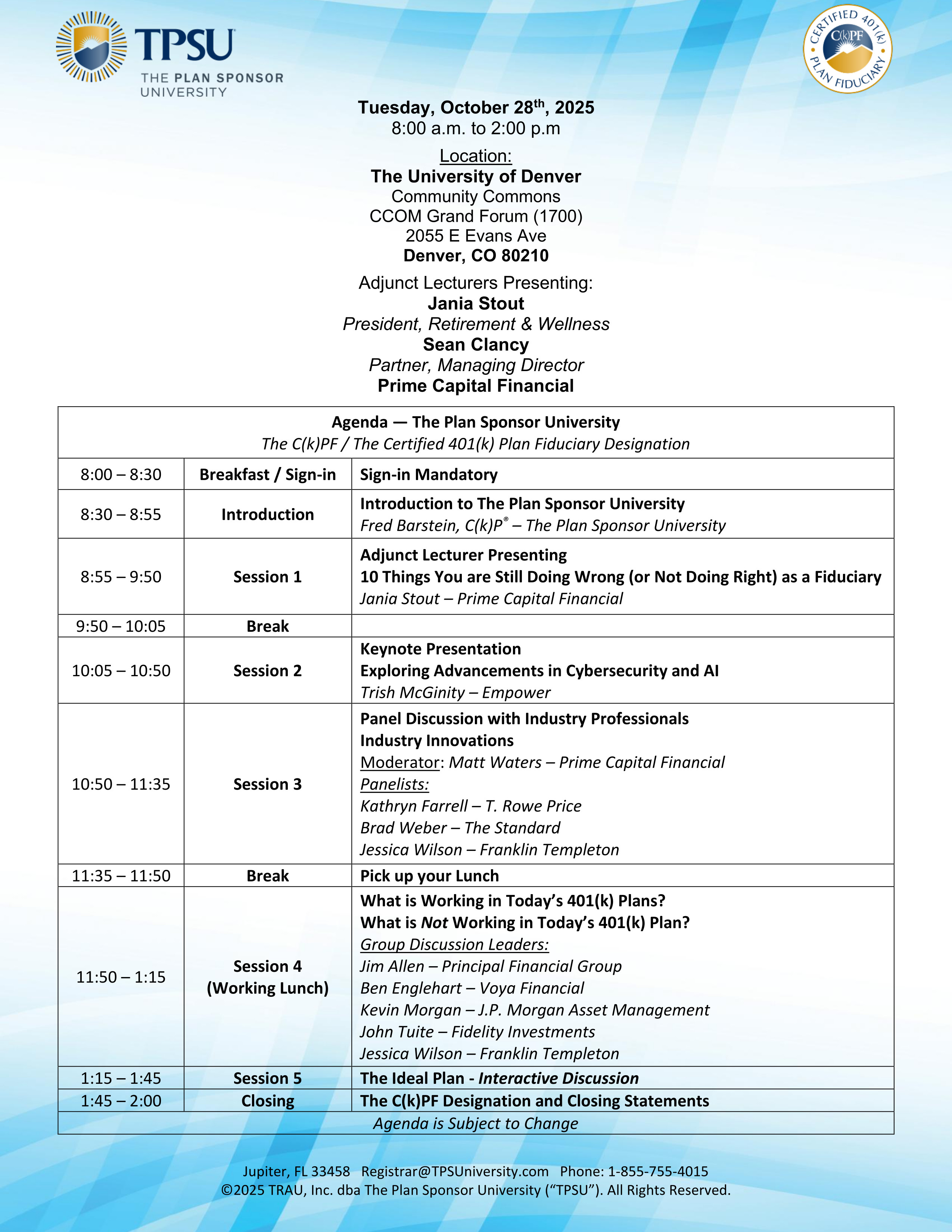 TPSU Agenda