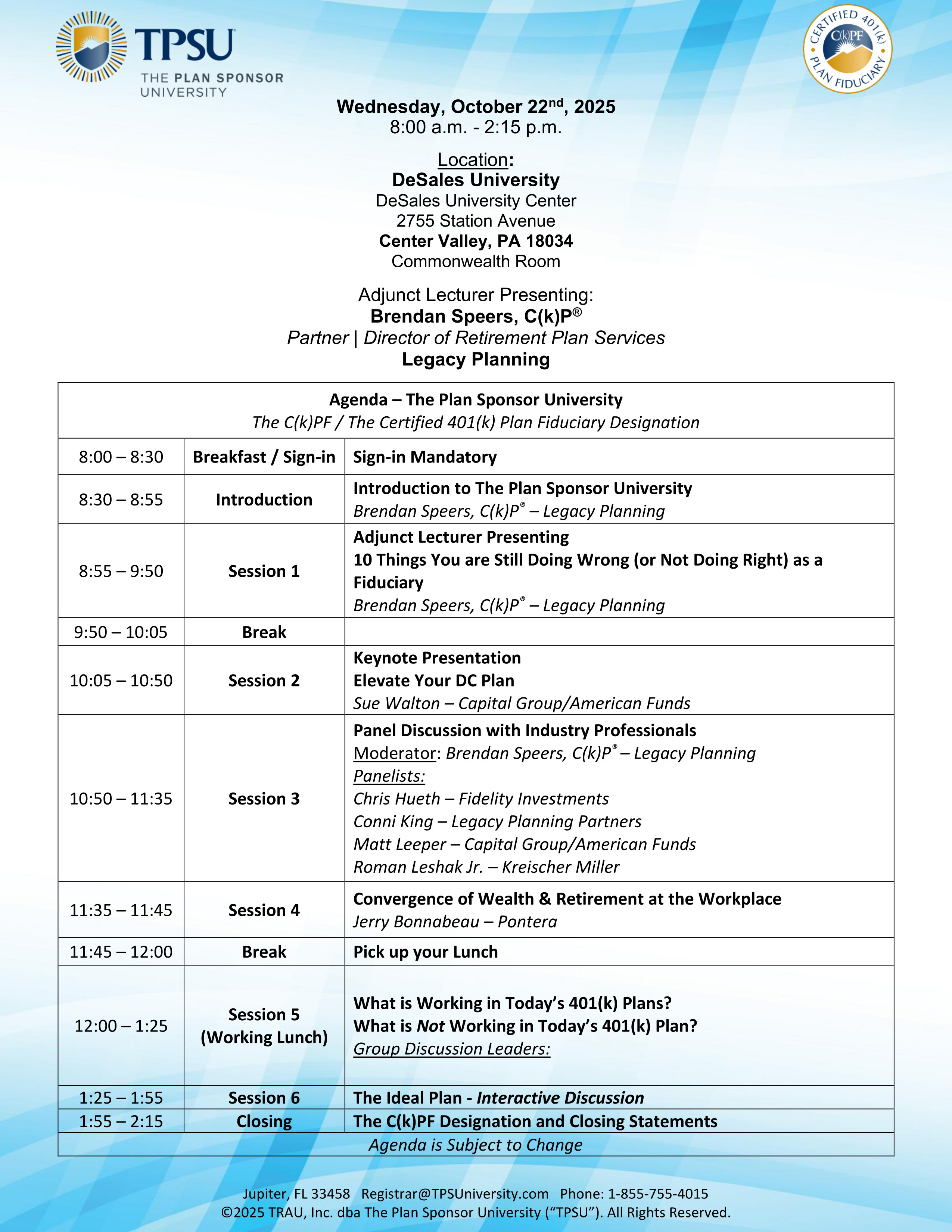 TPSU Agenda