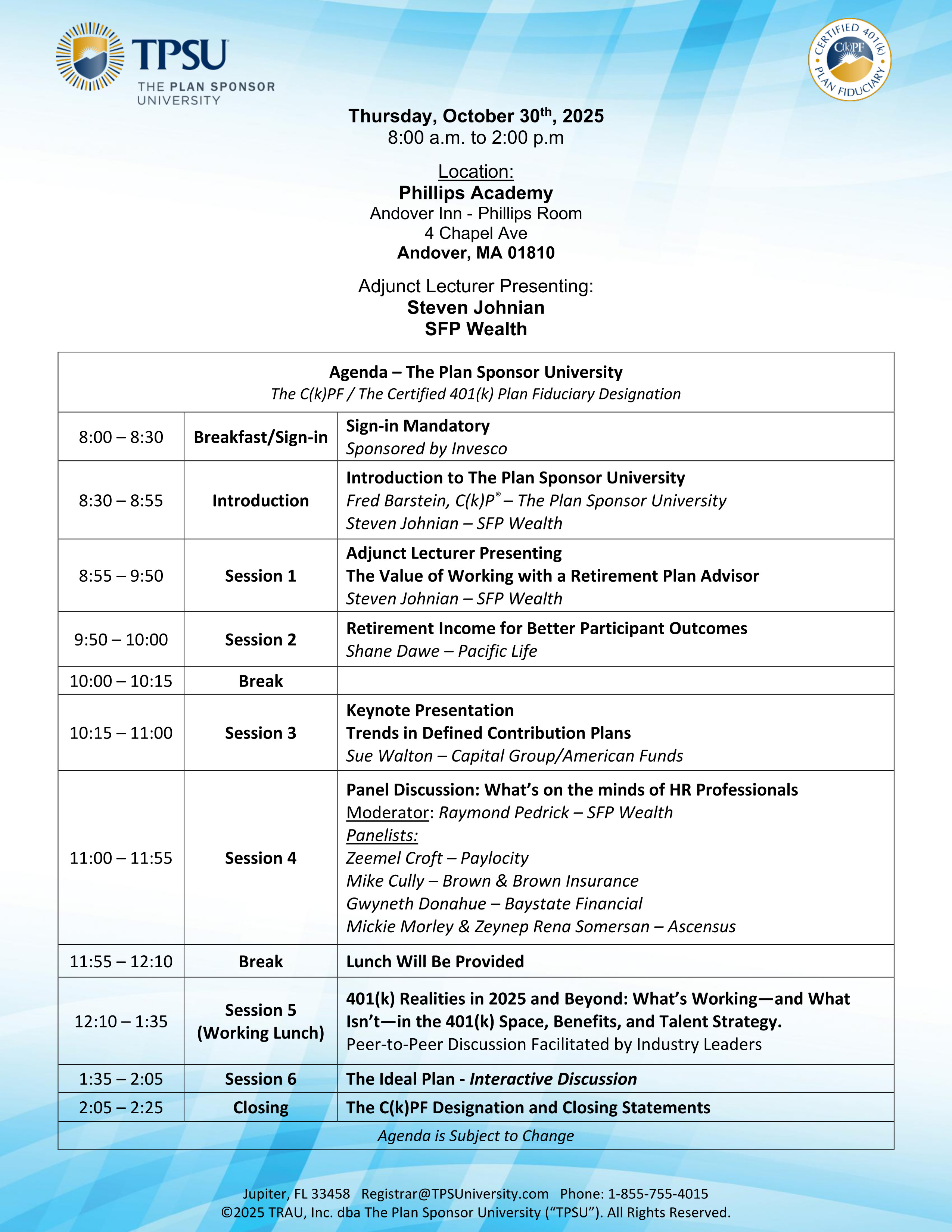 TPSU Agenda