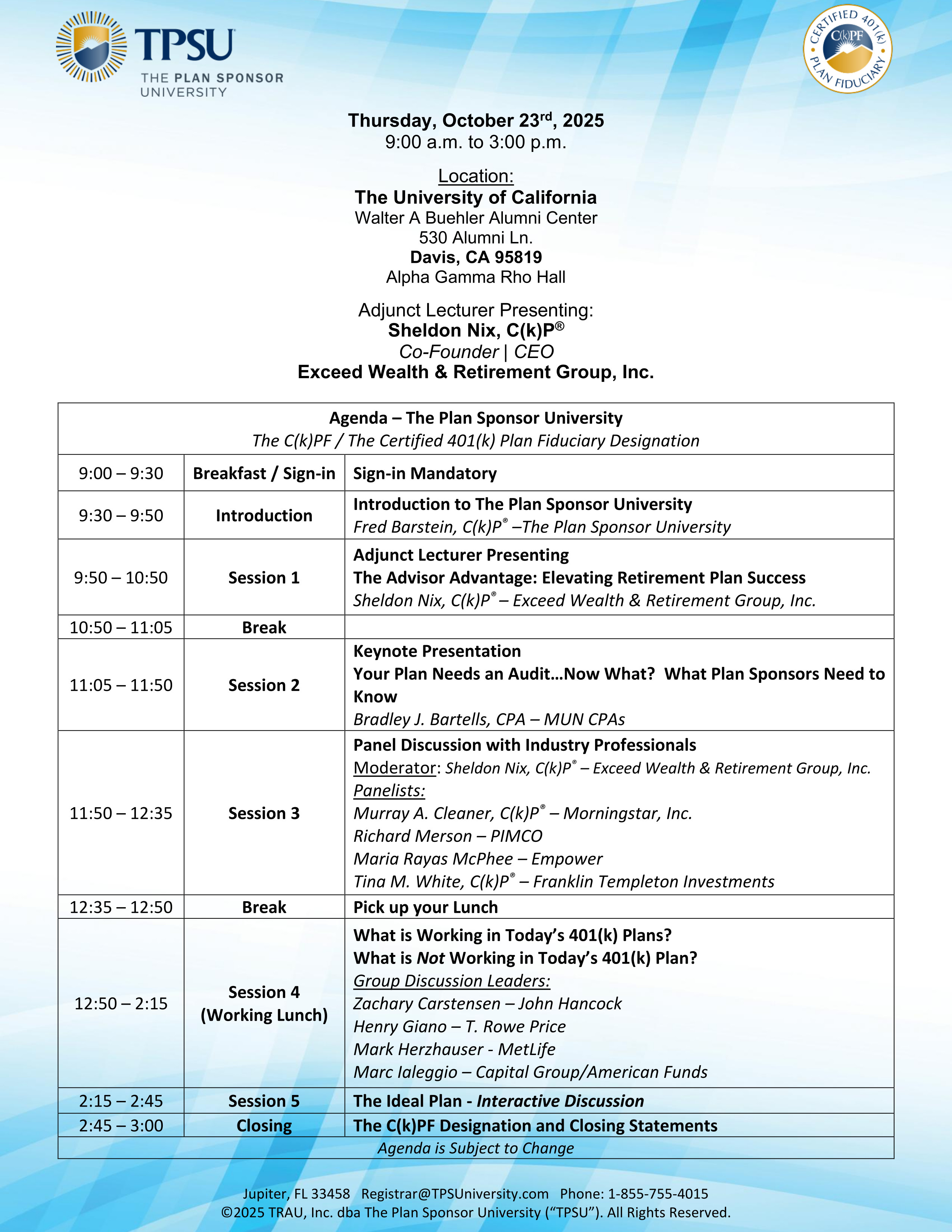 TPSU Agenda