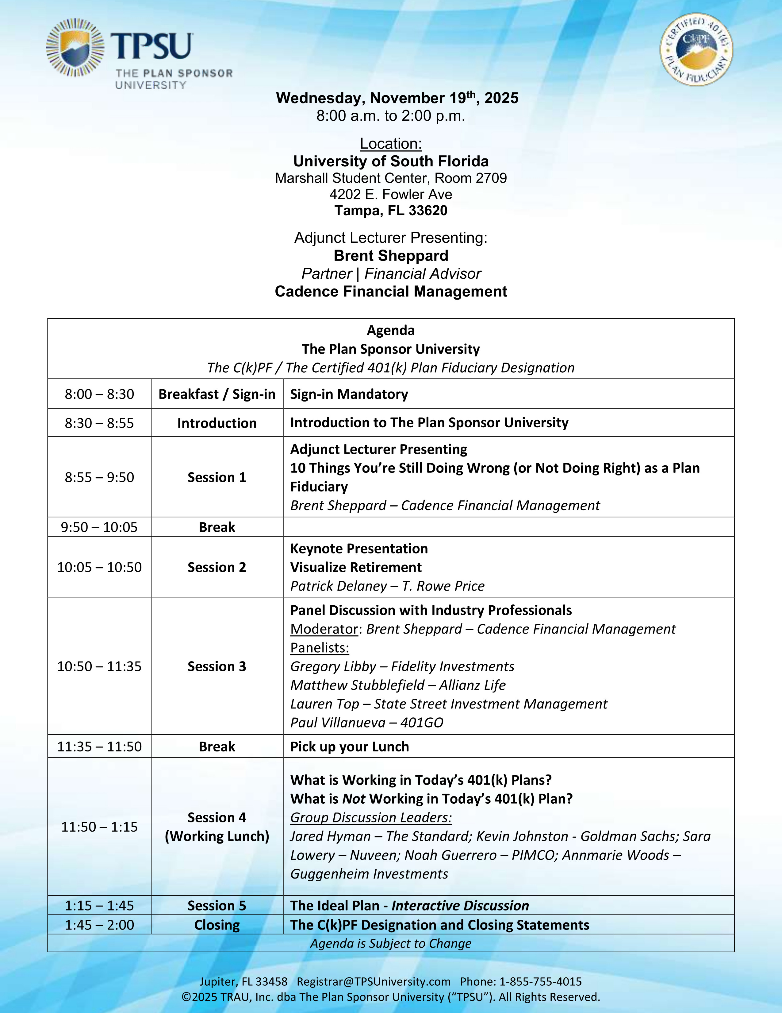 TPSU Agenda