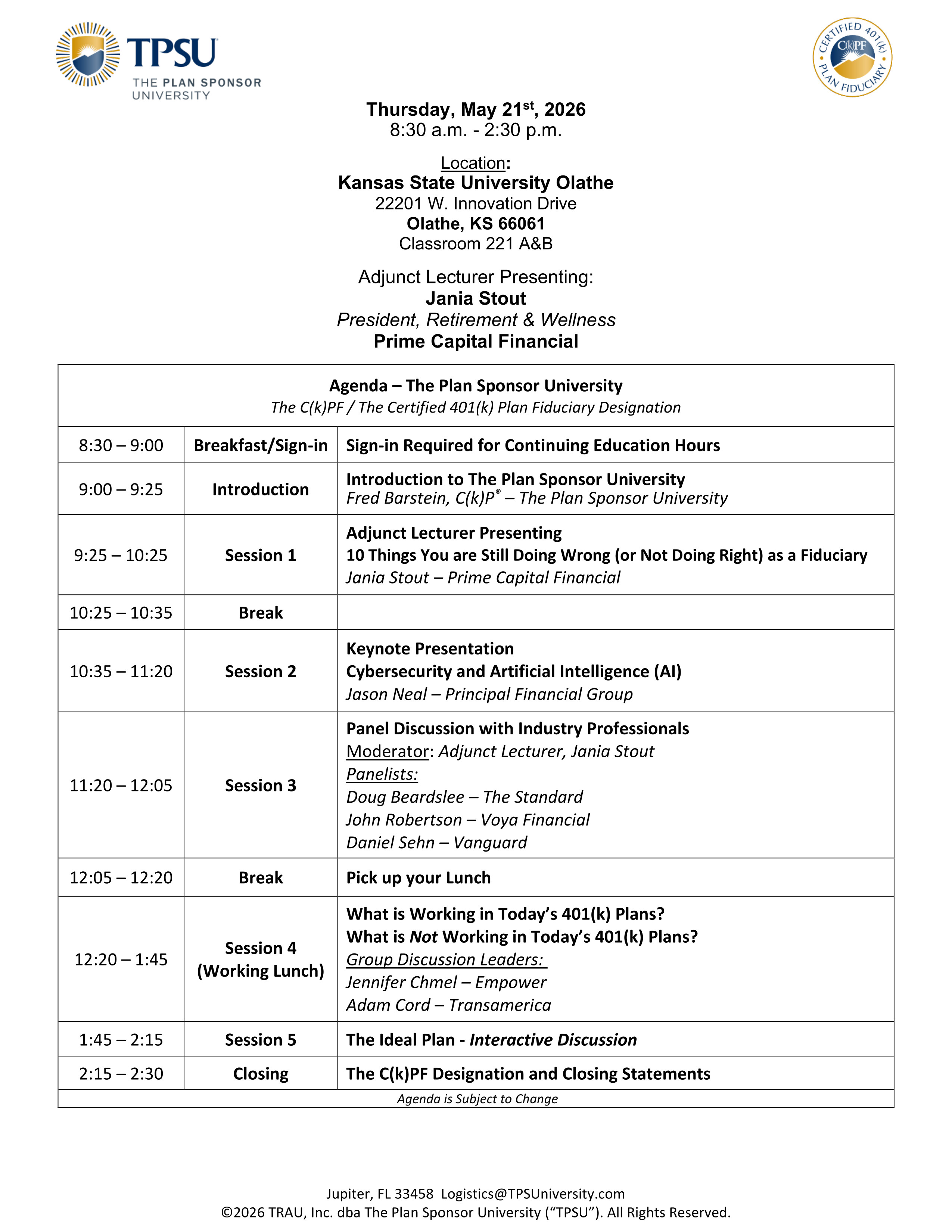 TPSU Agenda