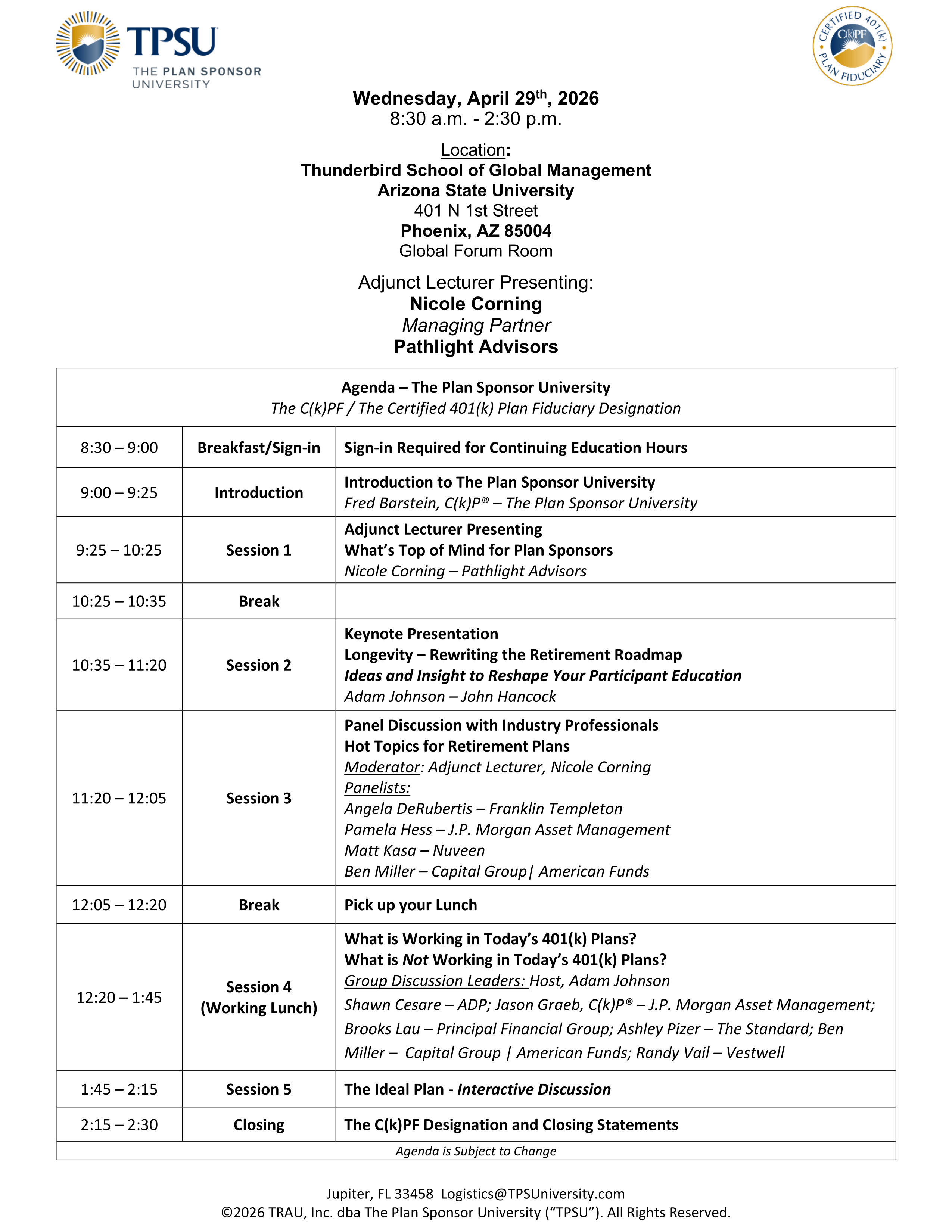 TPSU Agenda