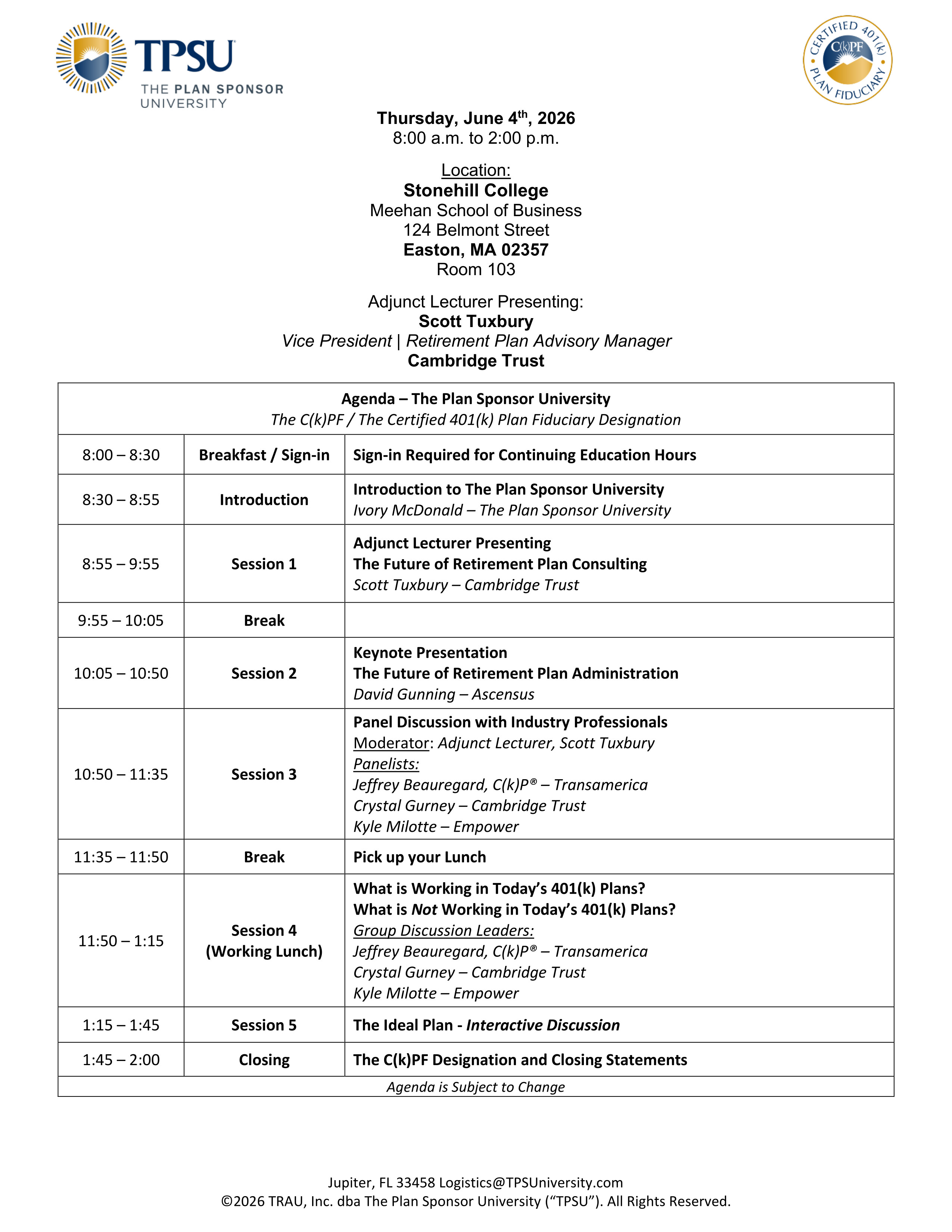 TPSU Agenda