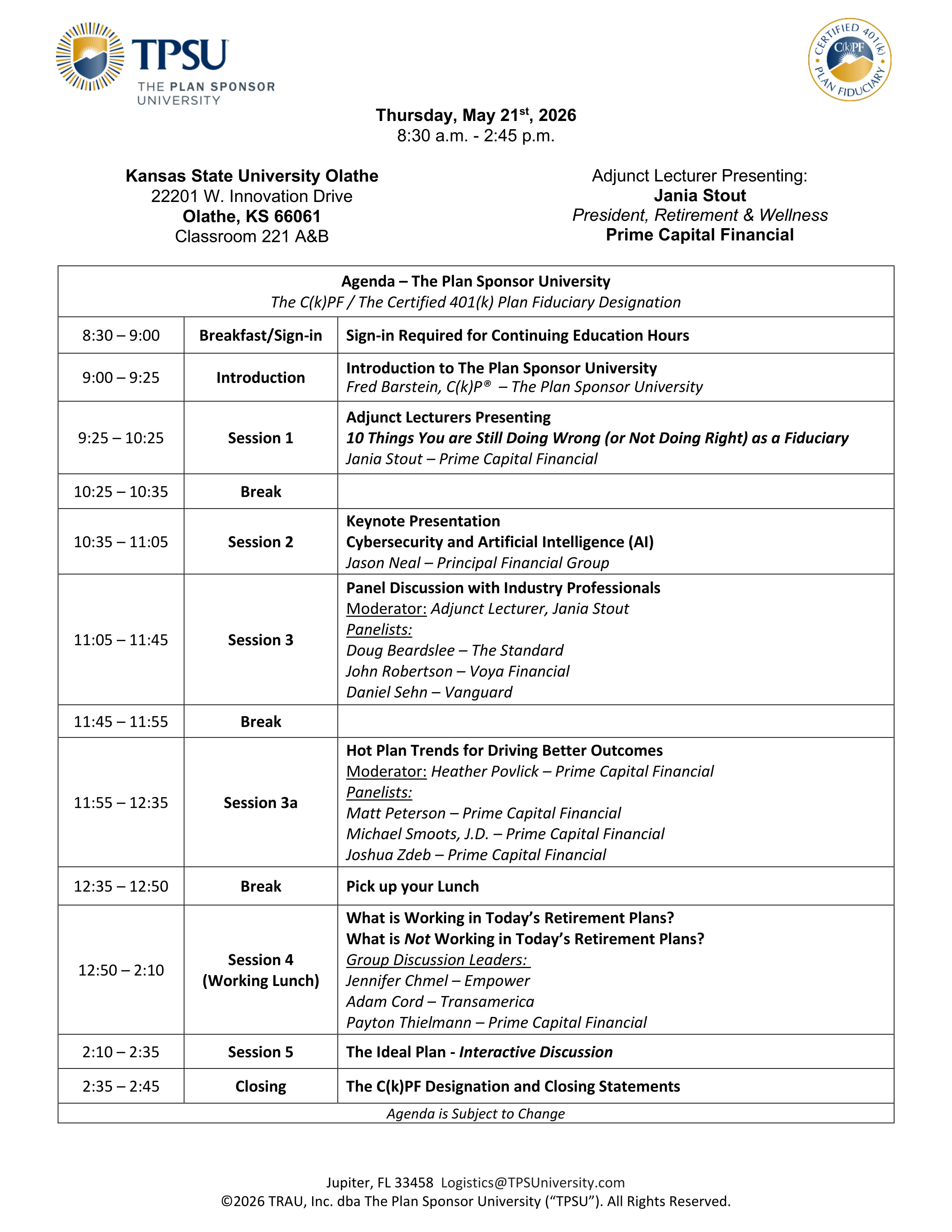TPSU Agenda
