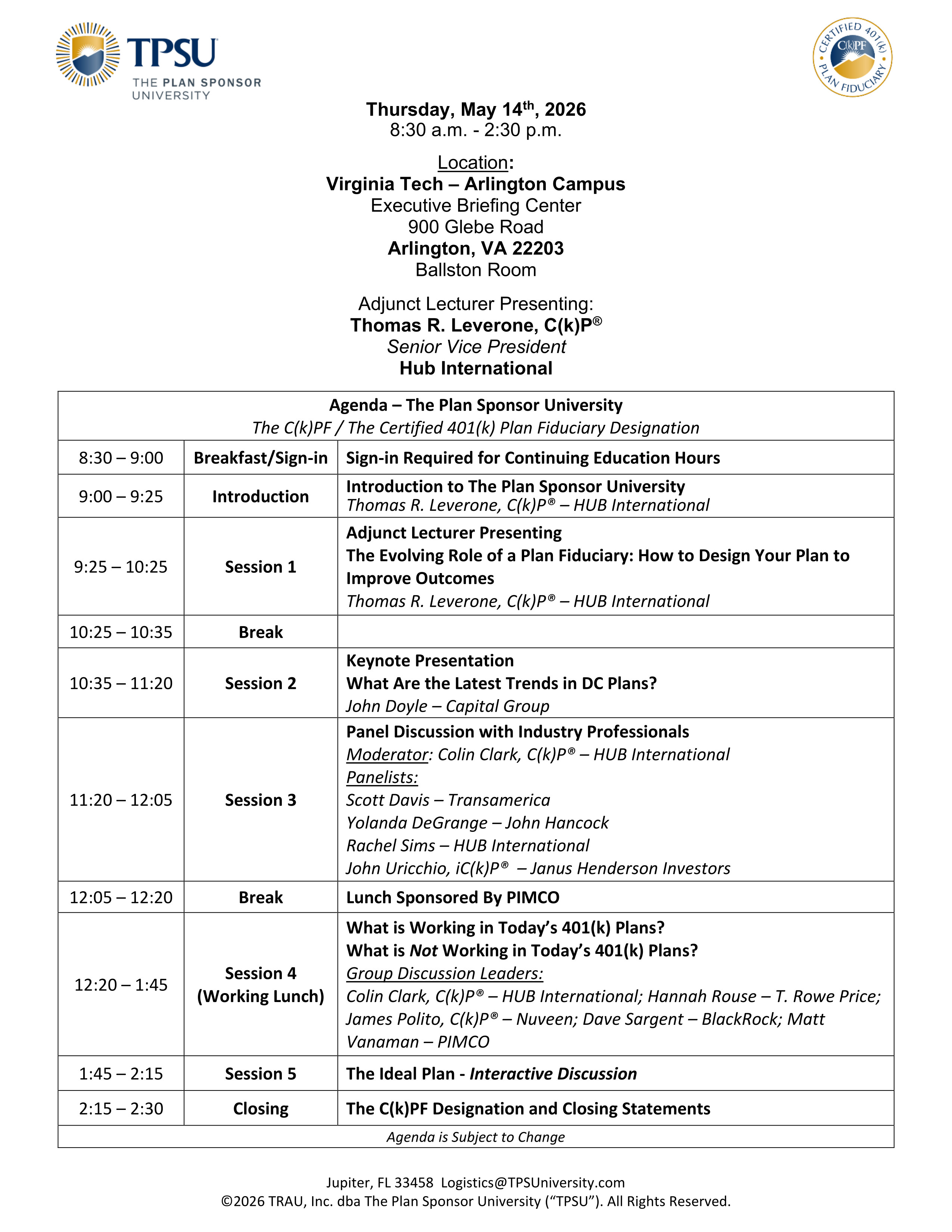 TPSU Agenda