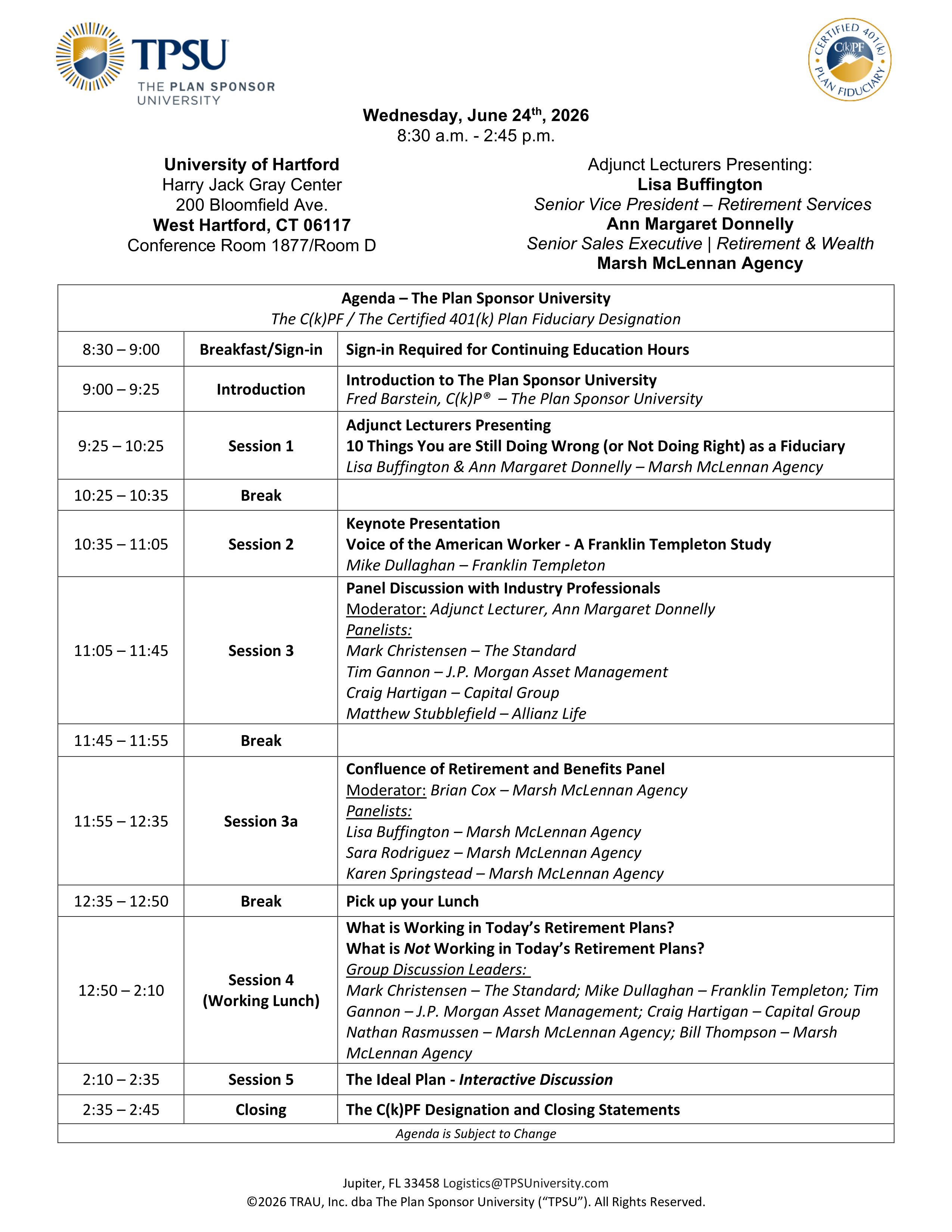 TPSU Agenda