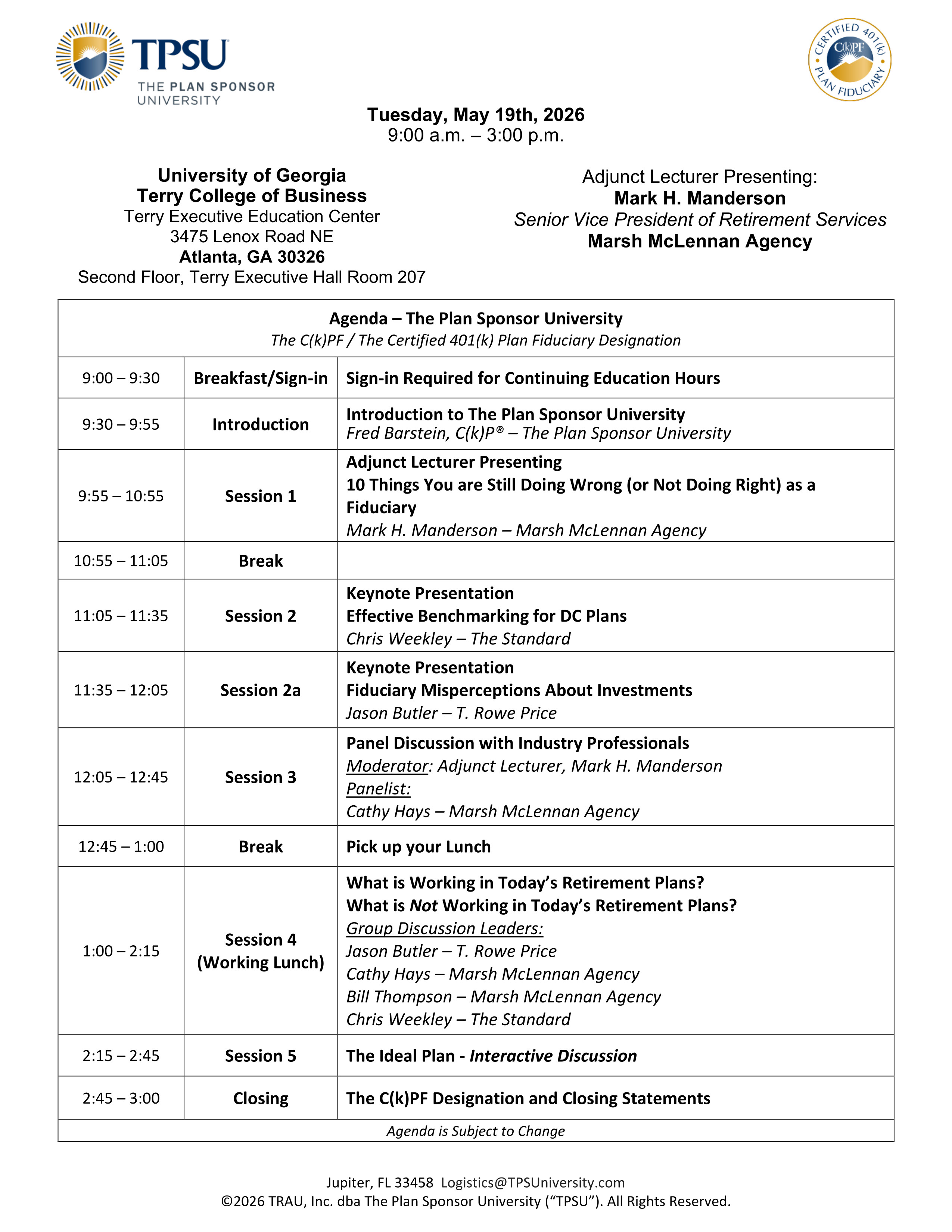 TPSU Agenda