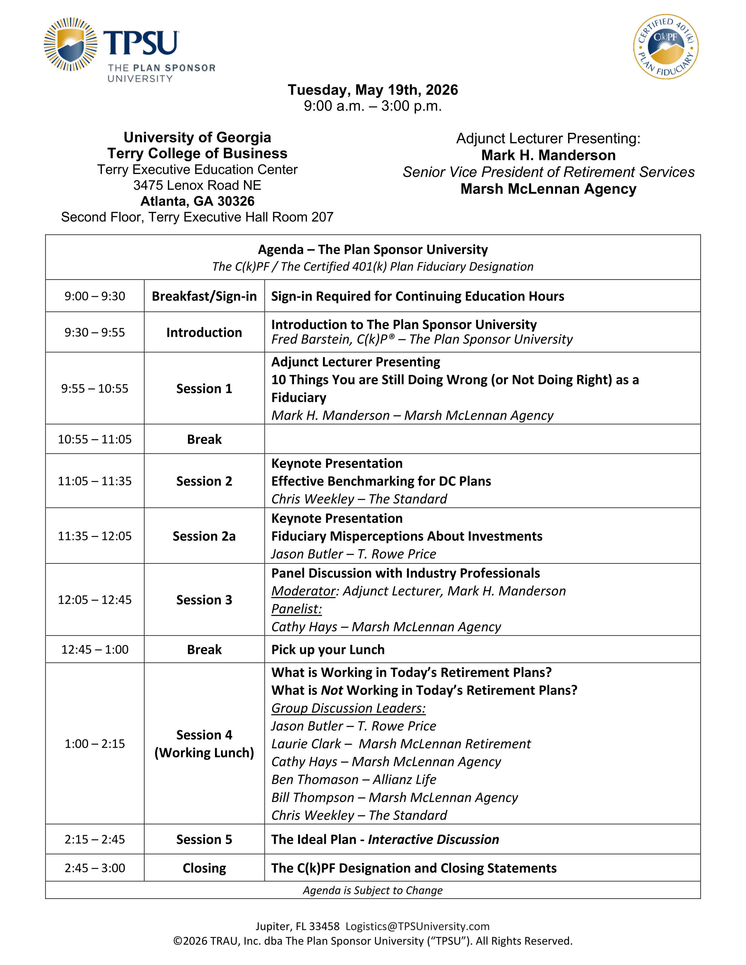 TPSU Agenda
