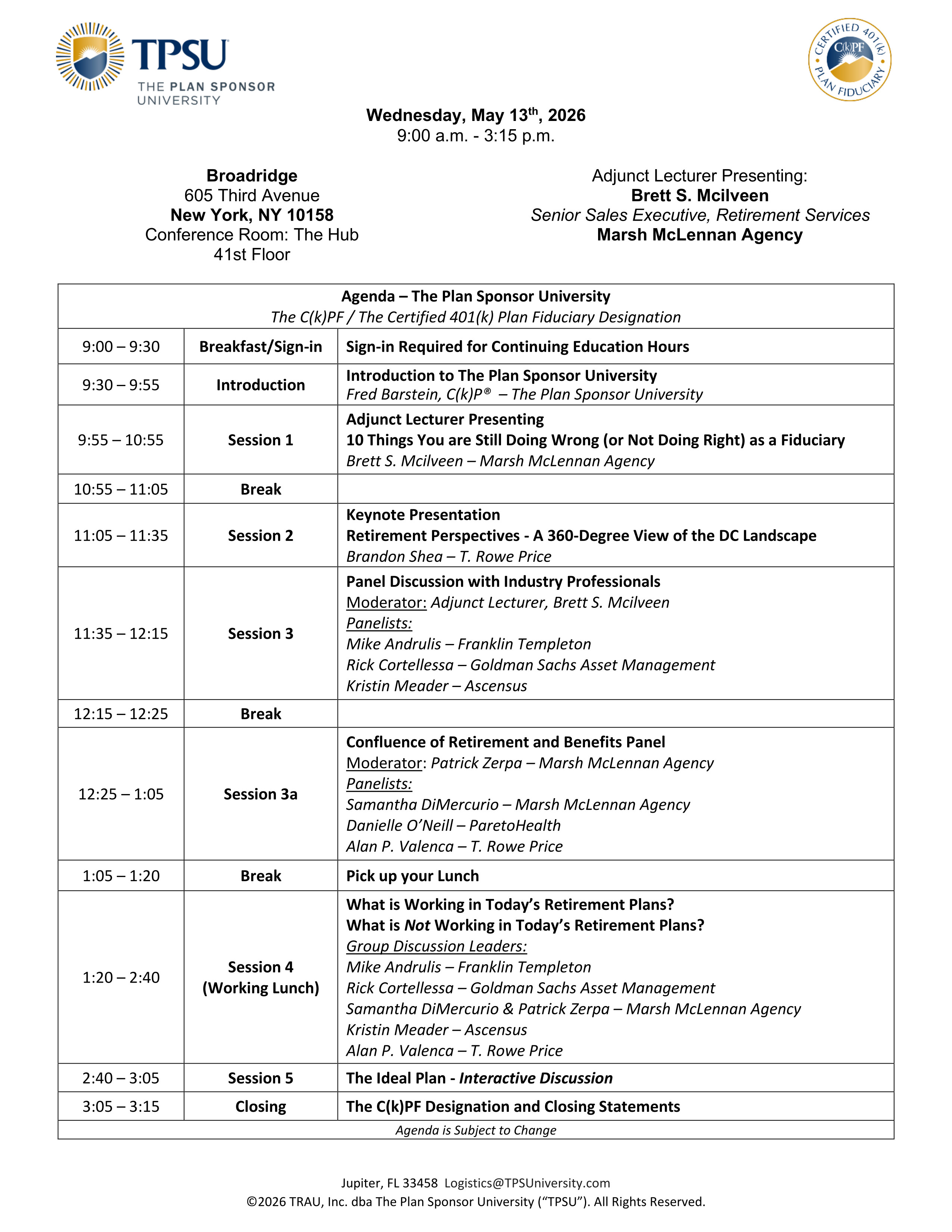TPSU Agenda