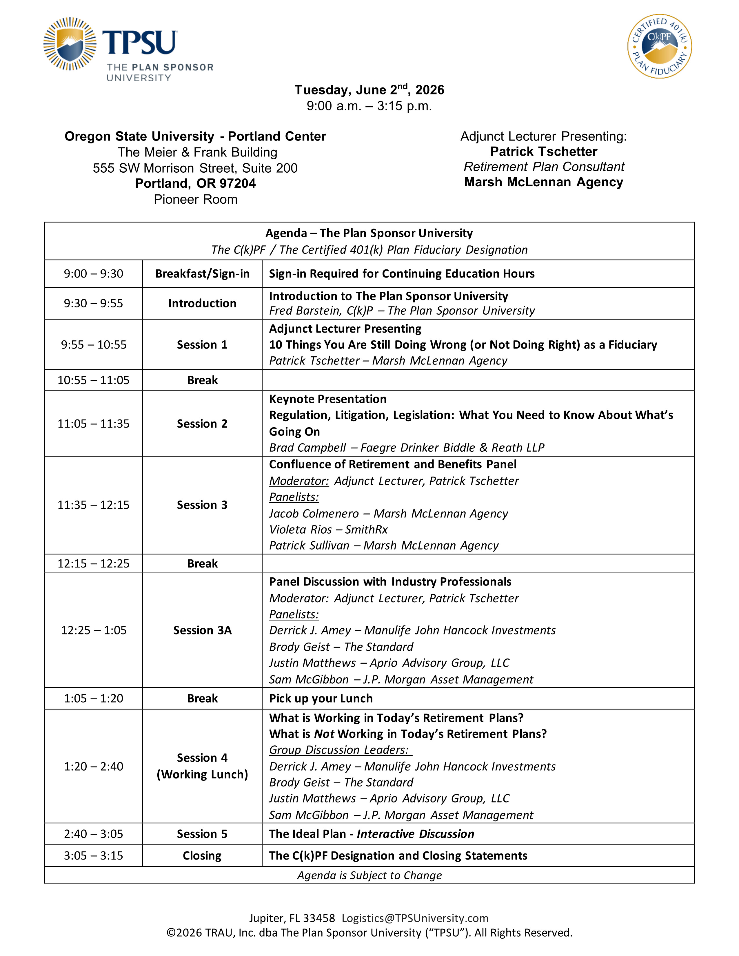TPSU Agenda
